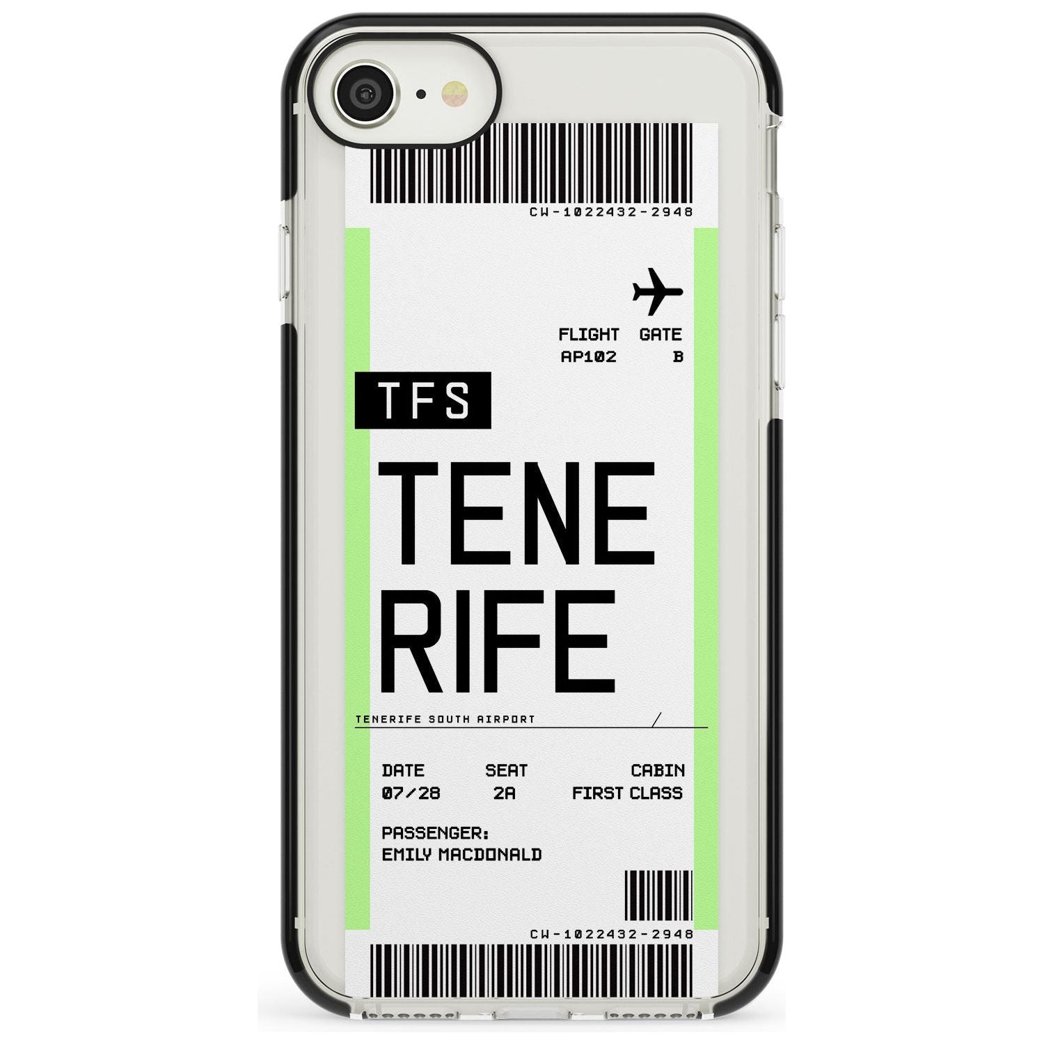 Tenerife Boarding Pass iPhone Case Black Impact Custom Phone Case - Case Warehouse