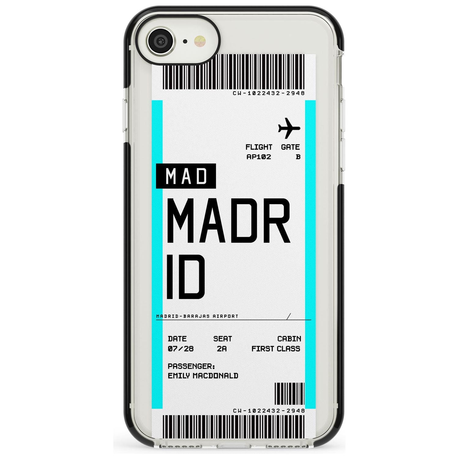 Madrid Boarding Pass iPhone Case Black Impact Custom Phone Case - Case Warehouse