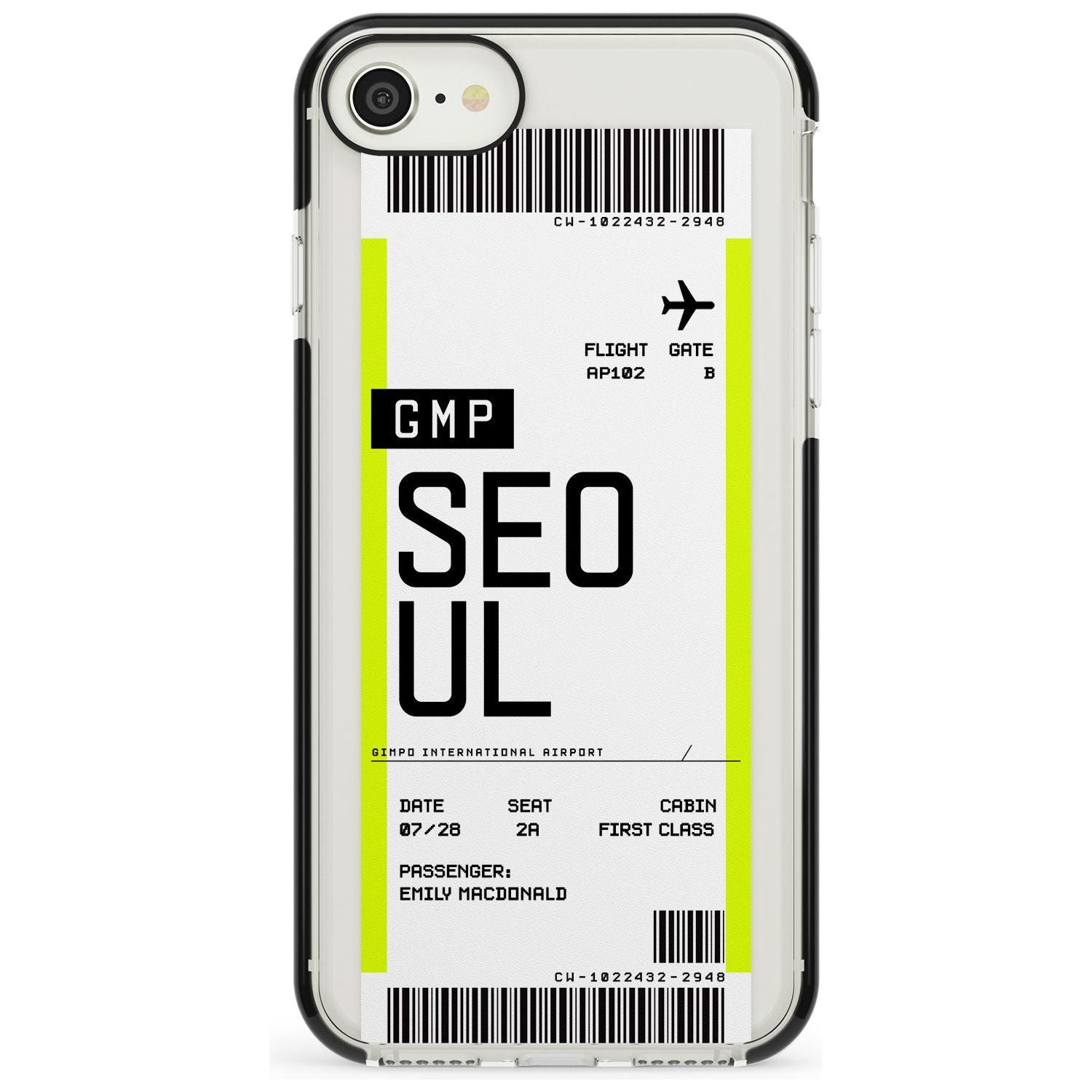 Seoul Boarding Pass iPhone Case Black Impact Custom Phone Case - Case Warehouse