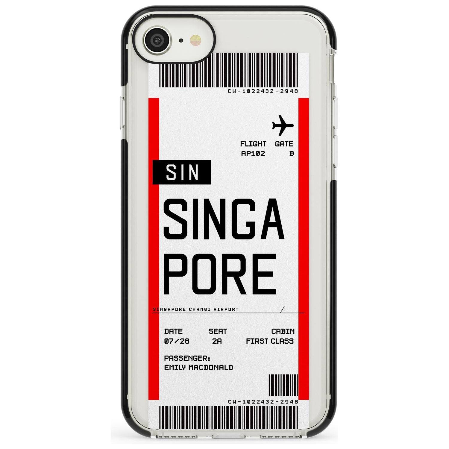 Singapore Boarding Pass iPhone Case Black Impact Custom Phone Case - Case Warehouse
