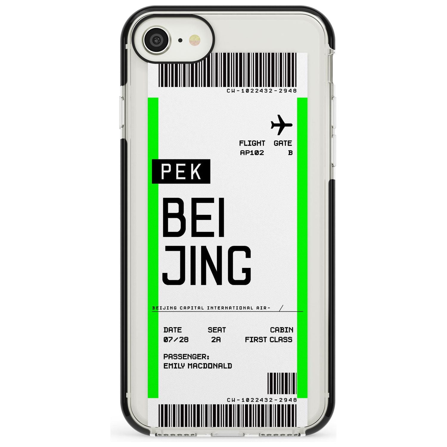 Beijing Boarding Pass iPhone Case Black Impact Custom Phone Case - Case Warehouse