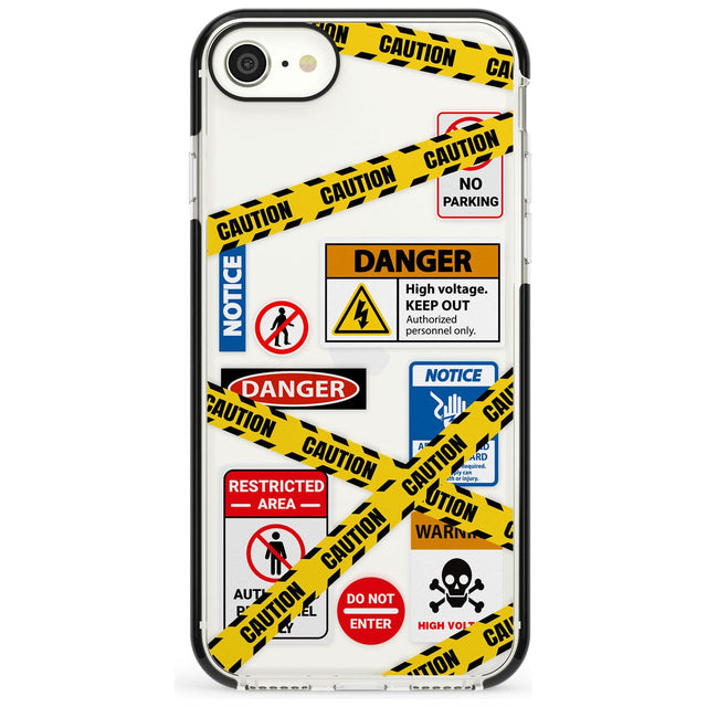 CAUTION Pink Fade Impact Phone Case for iPhone SE 8 7 Plus