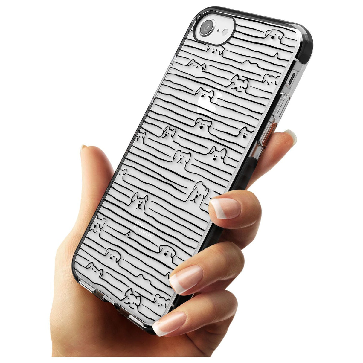 Dog Line Art - Black Black Impact Phone Case for iPhone SE 8 7 Plus