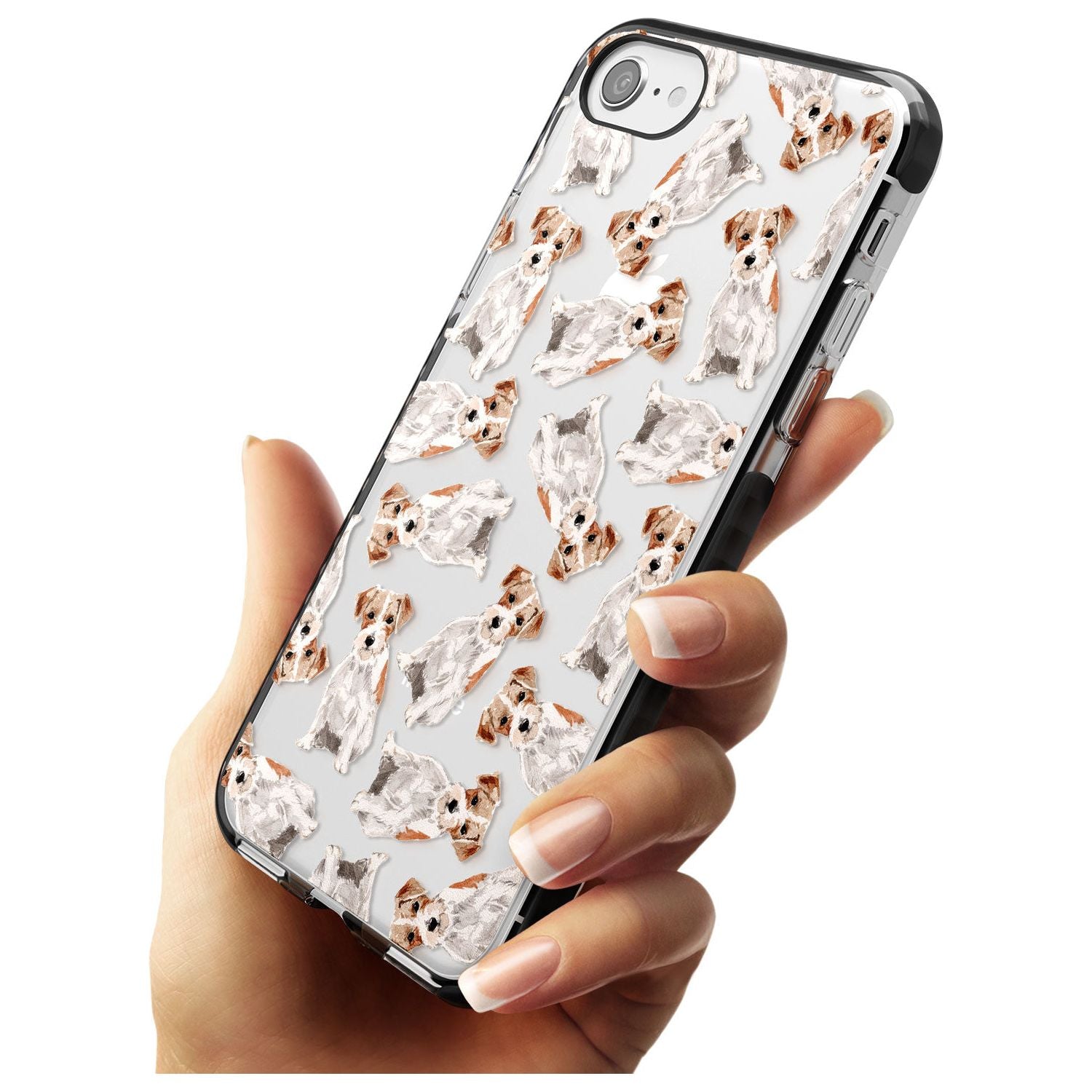 Wirehaired Jack Russell Watercolour Dog Pattern Black Impact Phone Case for iPhone SE 8 7 Plus