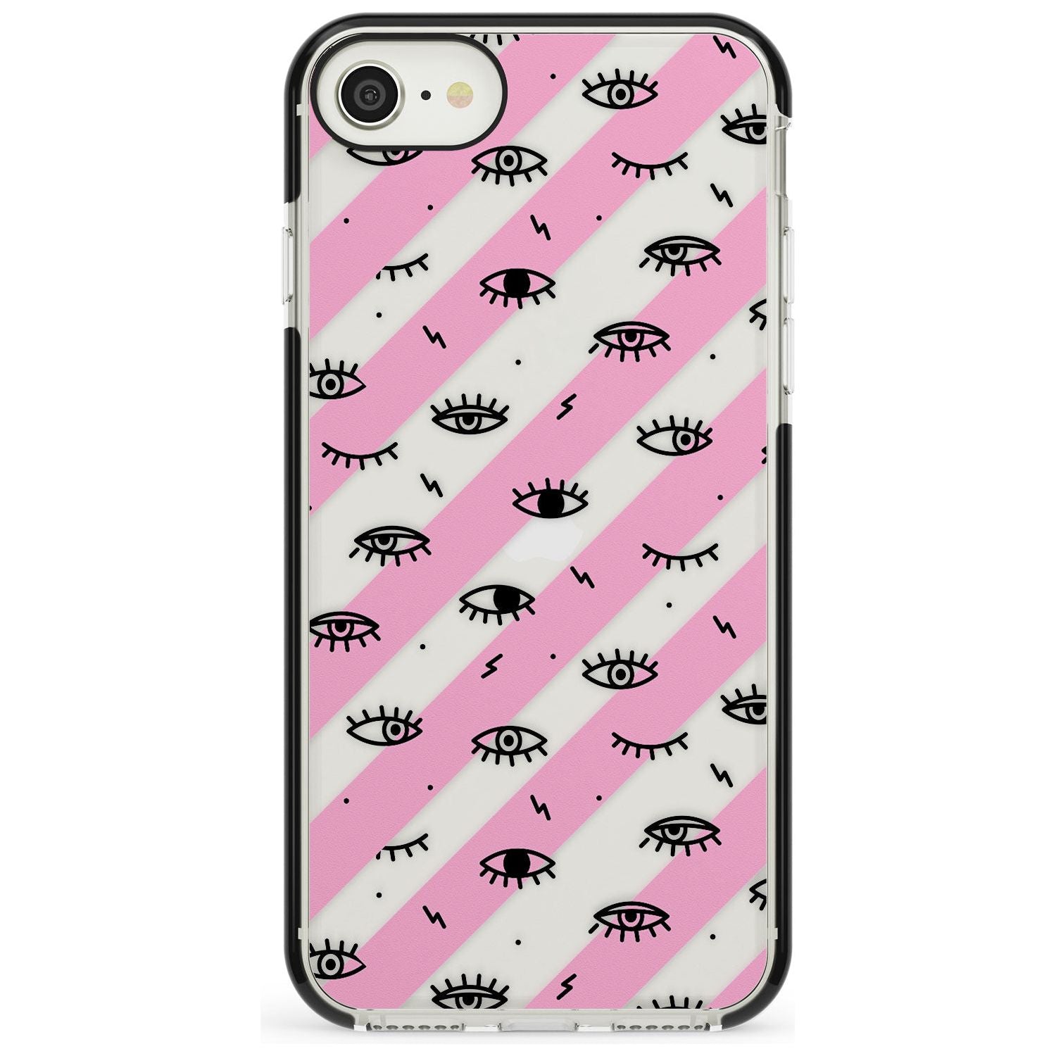 Pink Stripe Eyes iPhone Case Black Impact Phone Case - Case Warehouse