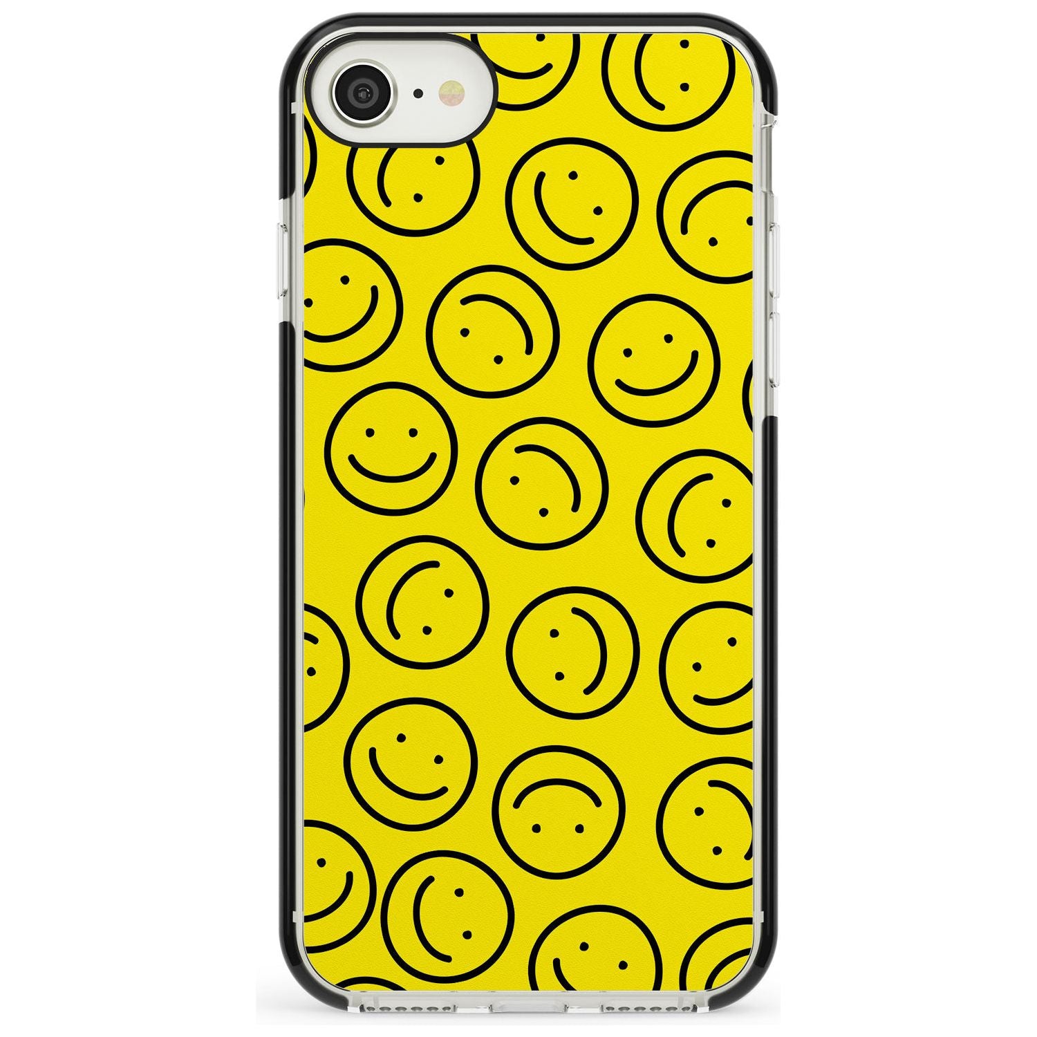 Happy Face Pattern iPhone Case Black Impact Phone Case - Case Warehouse