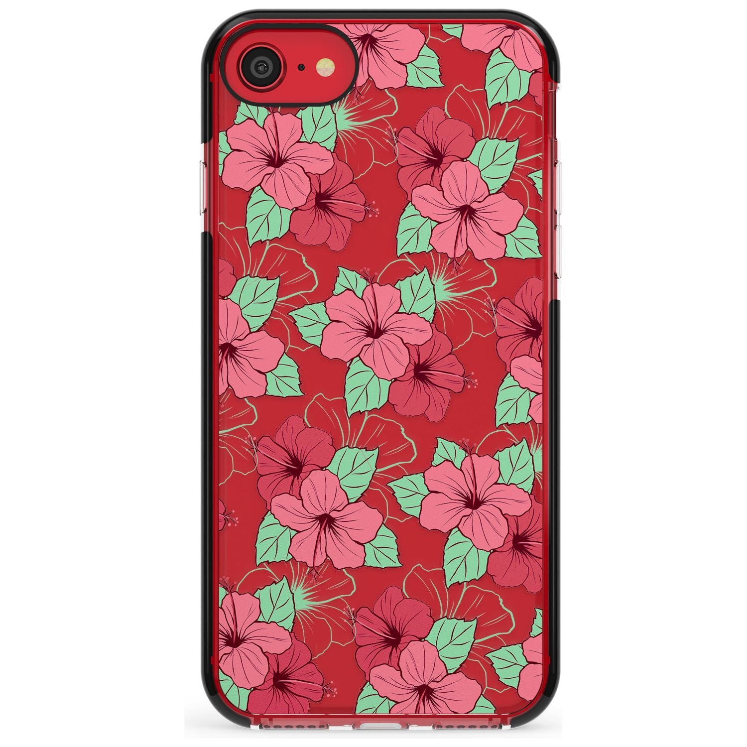 Pink Peony Black Impact Phone Case for iPhone SE 8 7 Plus