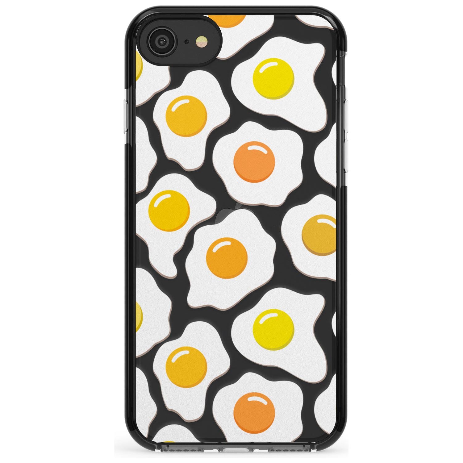 Fried Egg Pattern Black Impact Phone Case for iPhone SE 8 7 Plus