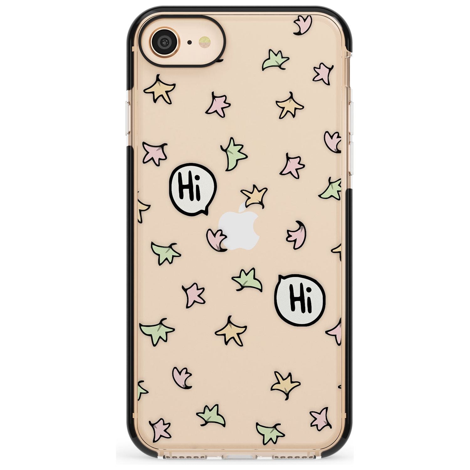 Heartstopper Leaves Pattern Black Impact Phone Case for iPhone SE 8 7 Plus