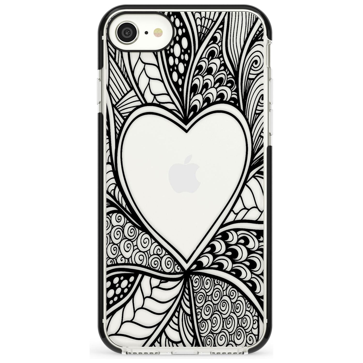 Black Henna Heart Black Impact Phone Case for iPhone SE 8 7 Plus