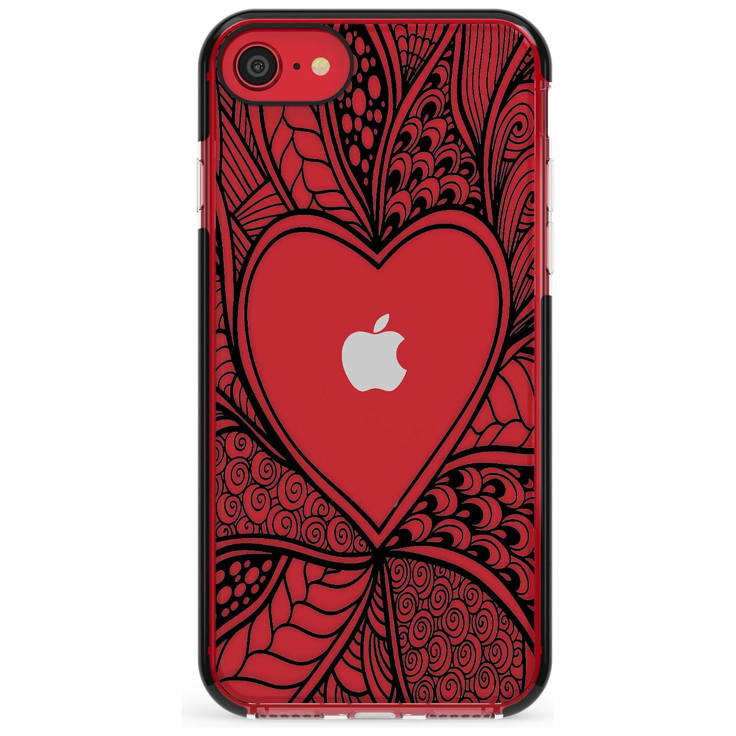 Black Henna Heart Black Impact Phone Case for iPhone SE 8 7 Plus