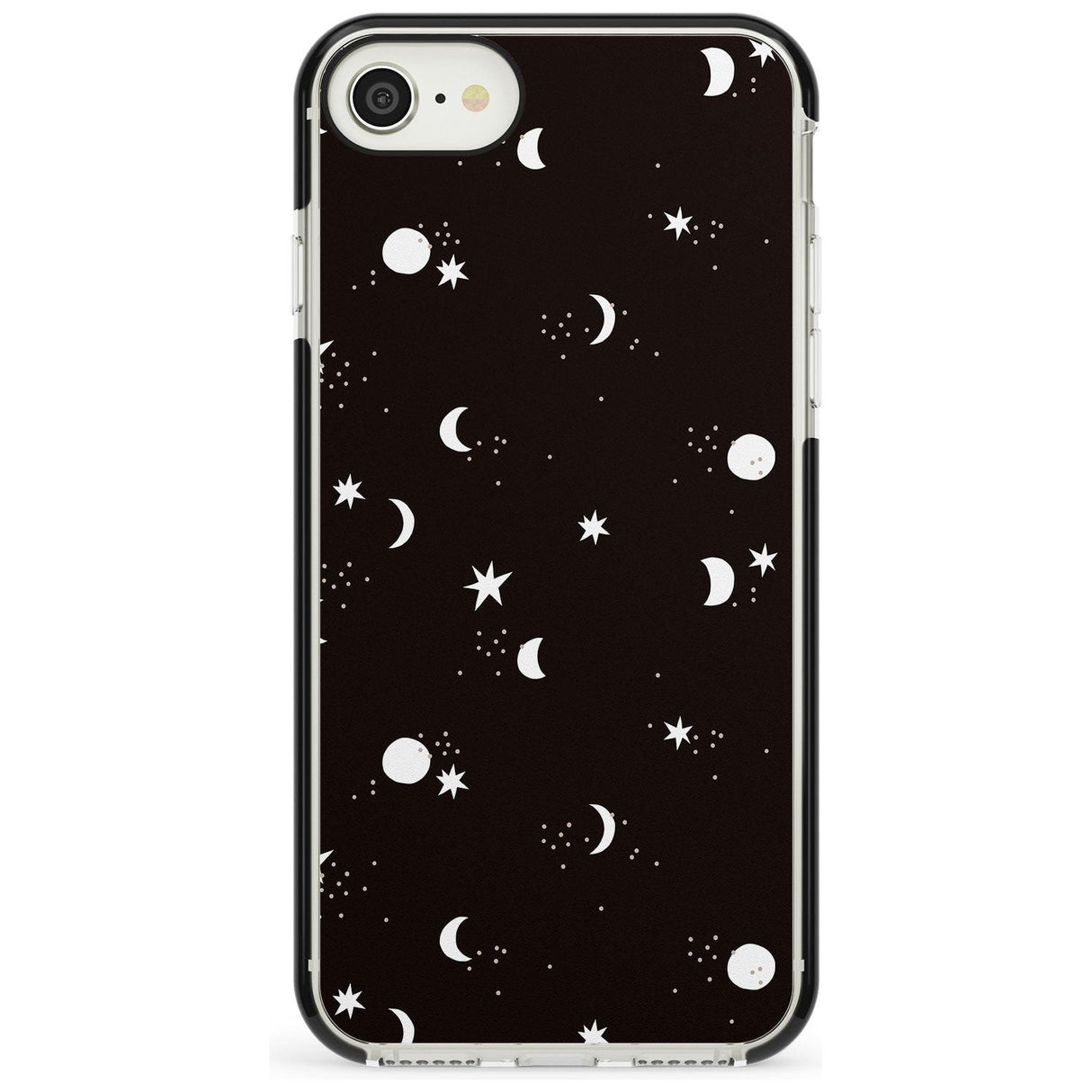 Funky Moons & Stars Phone Case iPhone 7/8 / Black Impact Case,iPhone SE / Black Impact Case Blanc Space