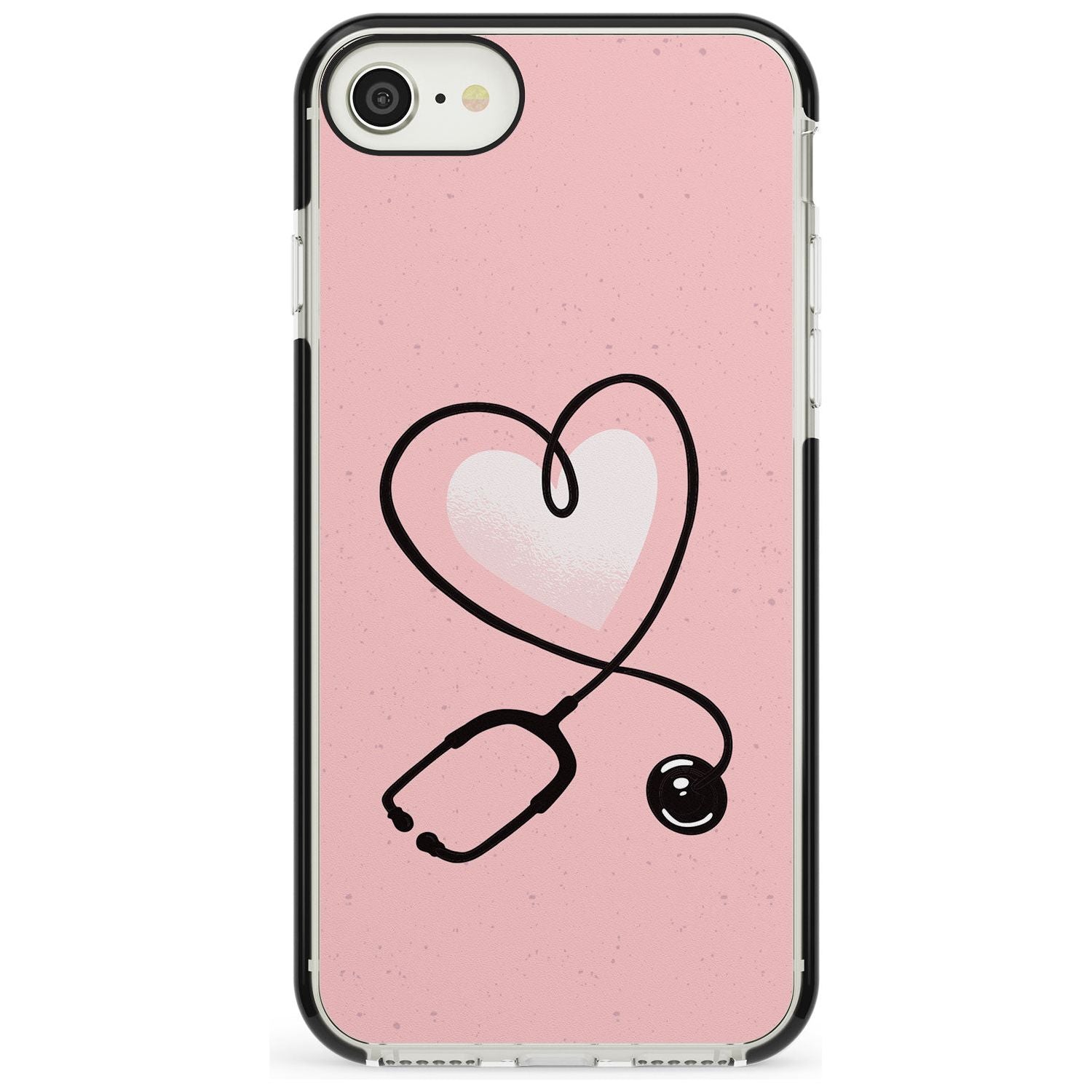Medical Inspired Design Stethoscope Heart Black Impact Phone Case for iPhone SE 8 7 Plus