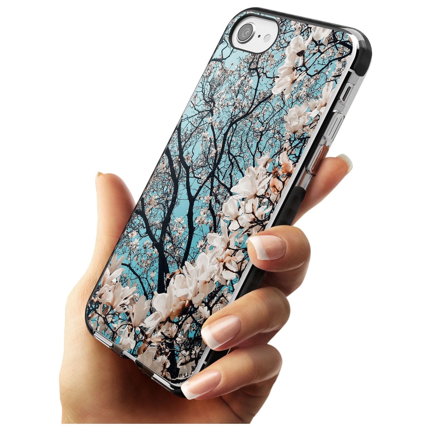 Magnolia Tree Photograph Black Impact Phone Case for iPhone SE 8 7 Plus