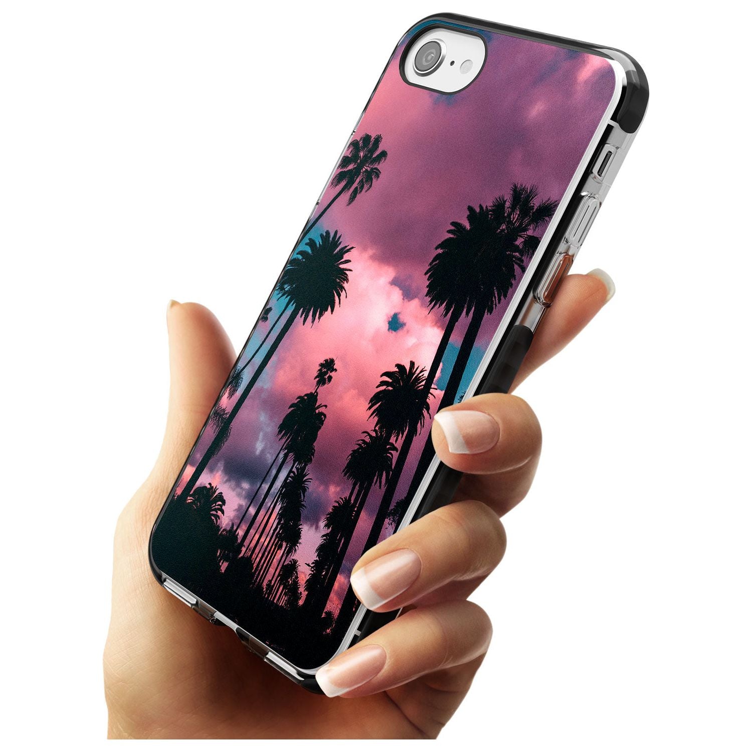 Palm Tree Sunset Photograph Black Impact Phone Case for iPhone SE 8 7 Plus