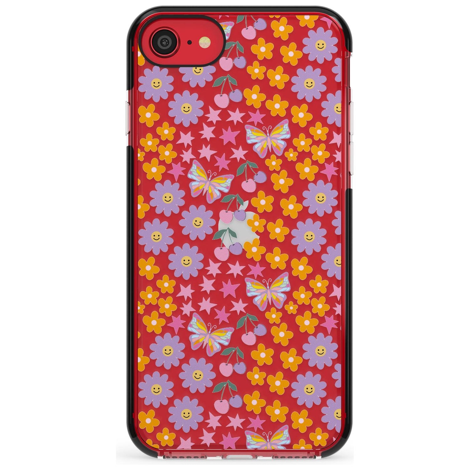 Botanical Bombardment Black Impact Phone Case for iPhone SE 8 7 Plus