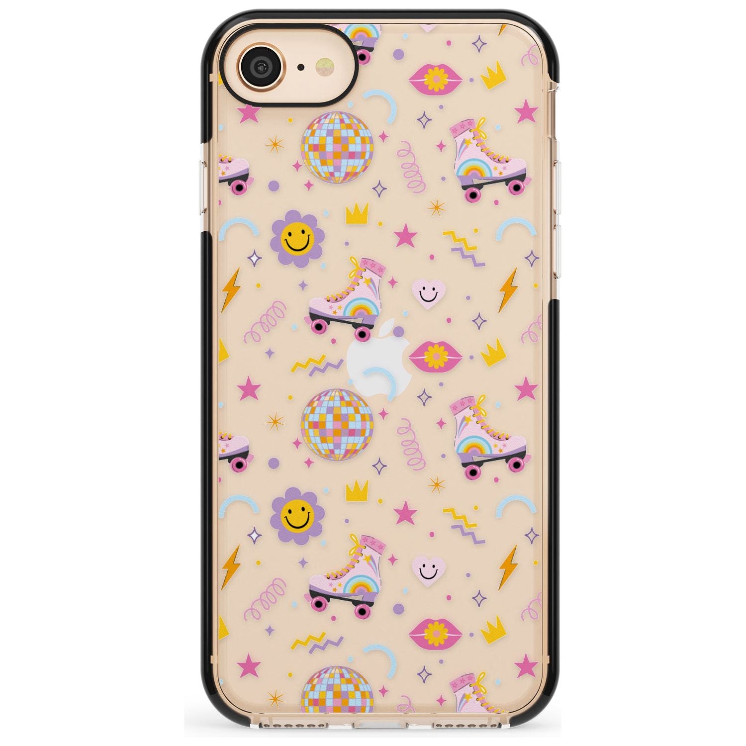 Roller Disco Pattern Black Impact Phone Case for iPhone SE 8 7 Plus