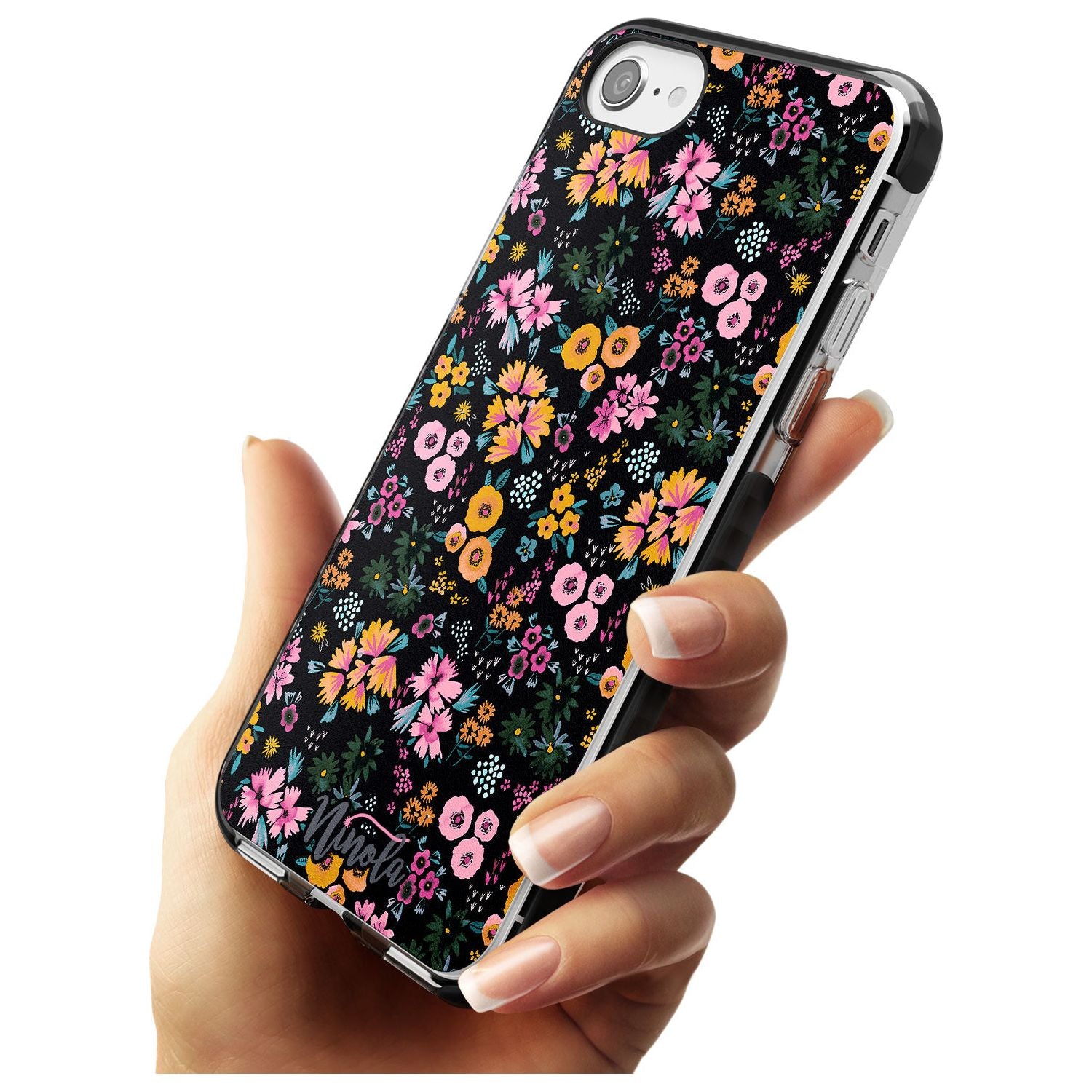 Little Flowers Black Impact Phone Case for iPhone SE 8 7 Plus