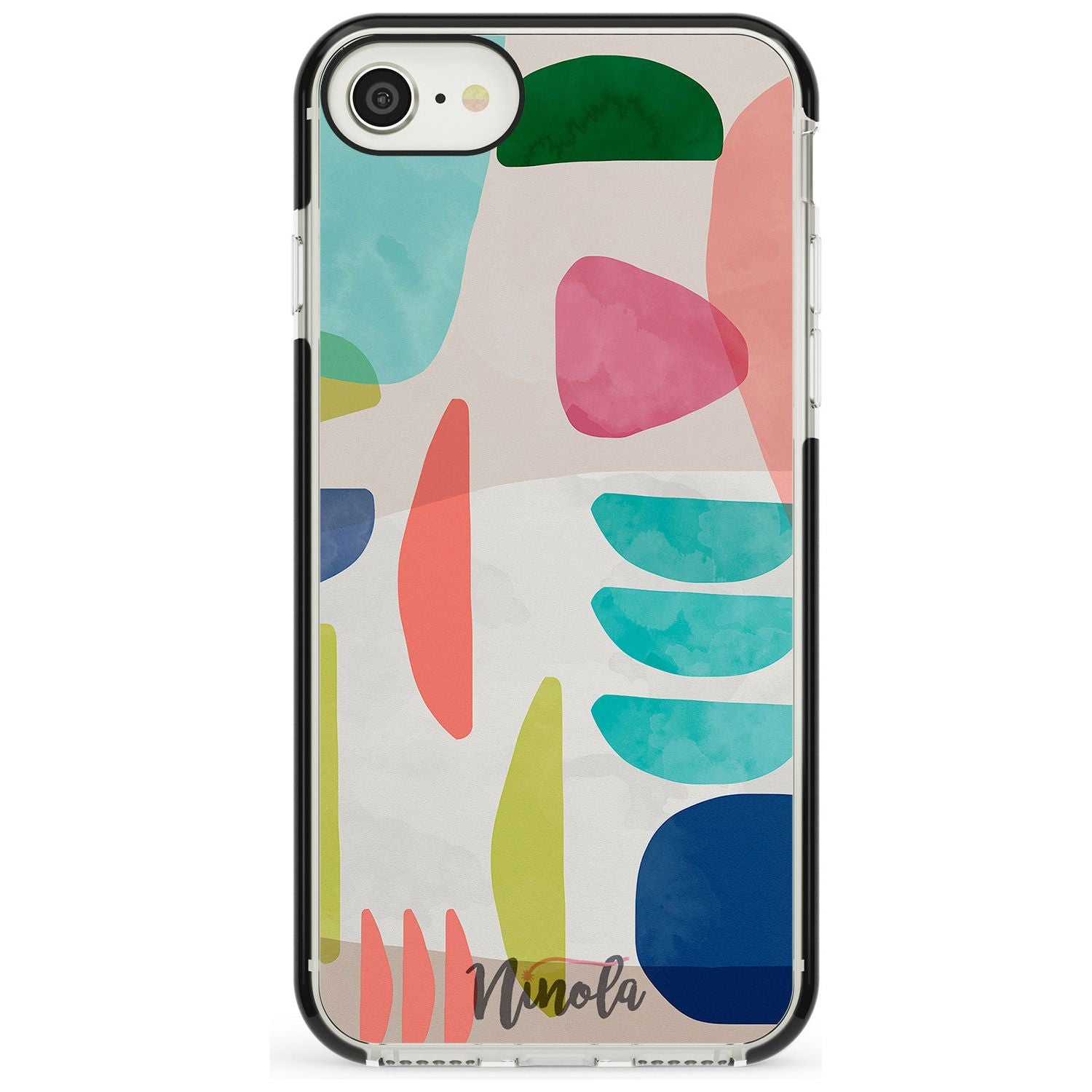 Organic Bold Shapes Black Impact Phone Case for iPhone SE 8 7 Plus
