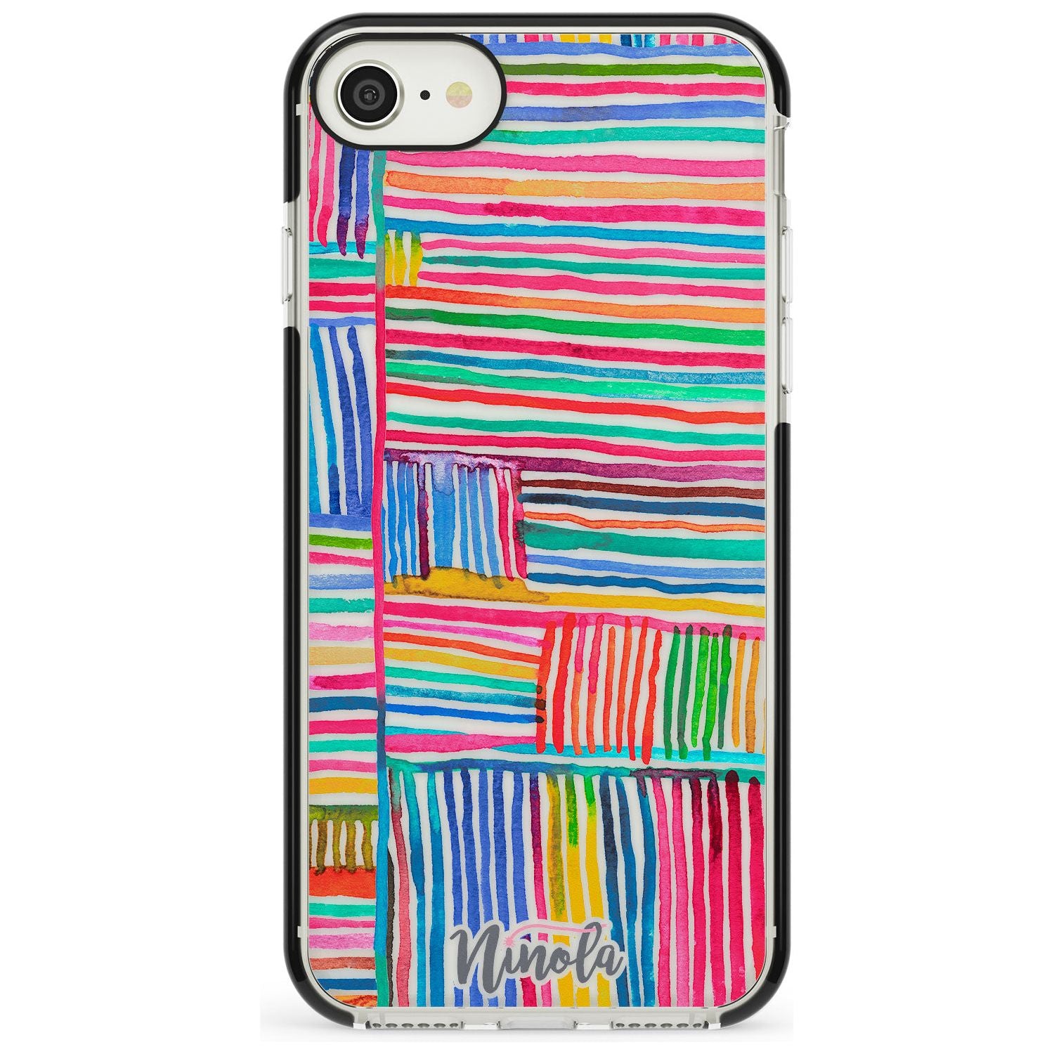 Watercolor Relaxing Lines Black Impact Phone Case for iPhone SE 8 7 Plus