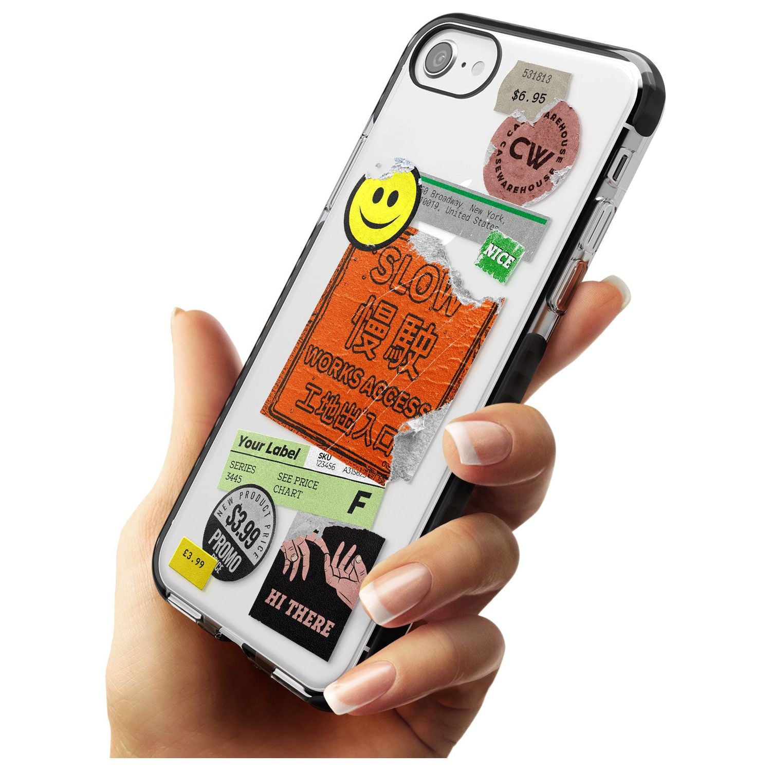 Kanji Signs Sticker Mix Pink Fade Impact Phone Case for iPhone SE 8 7 Plus