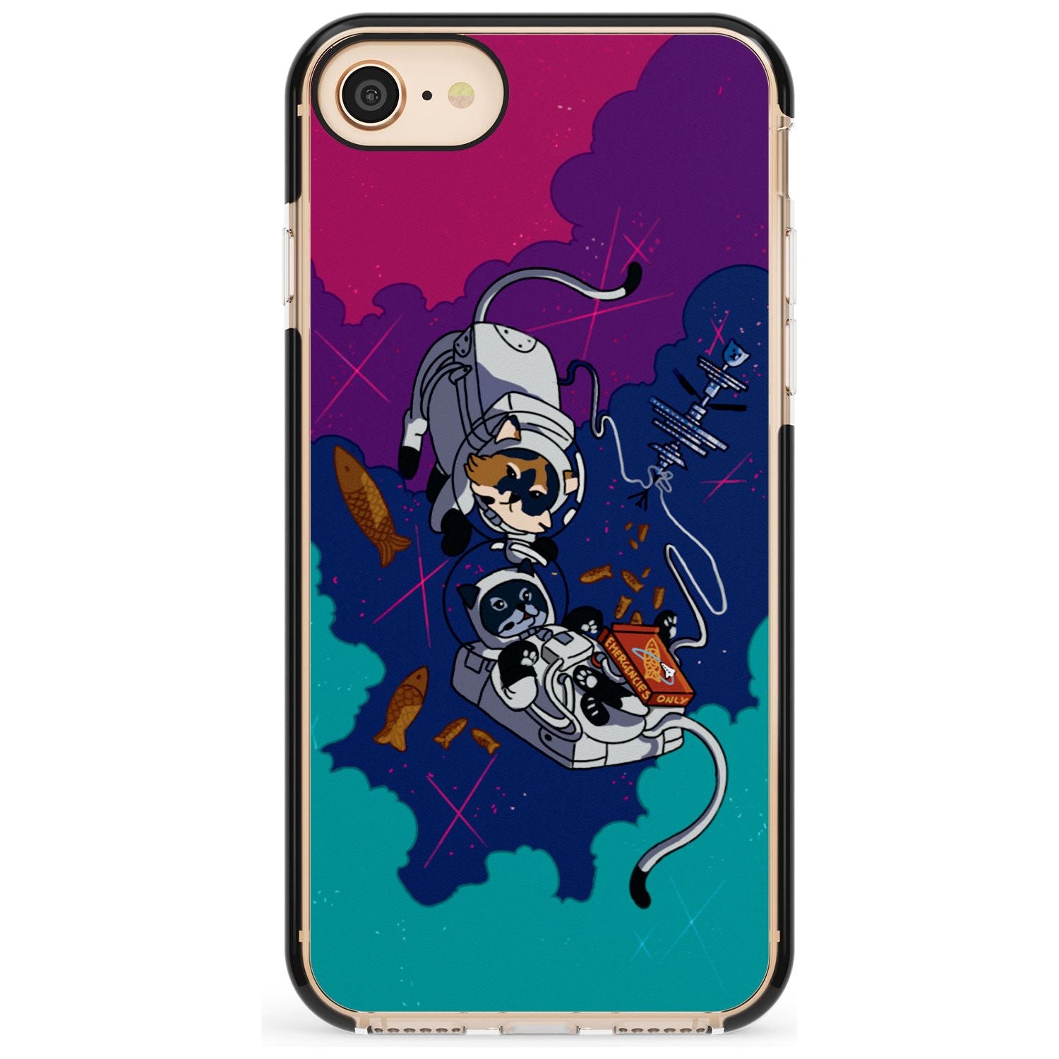 CATS IN SPACE Pink Fade Impact Phone Case for iPhone SE 8 7 Plus