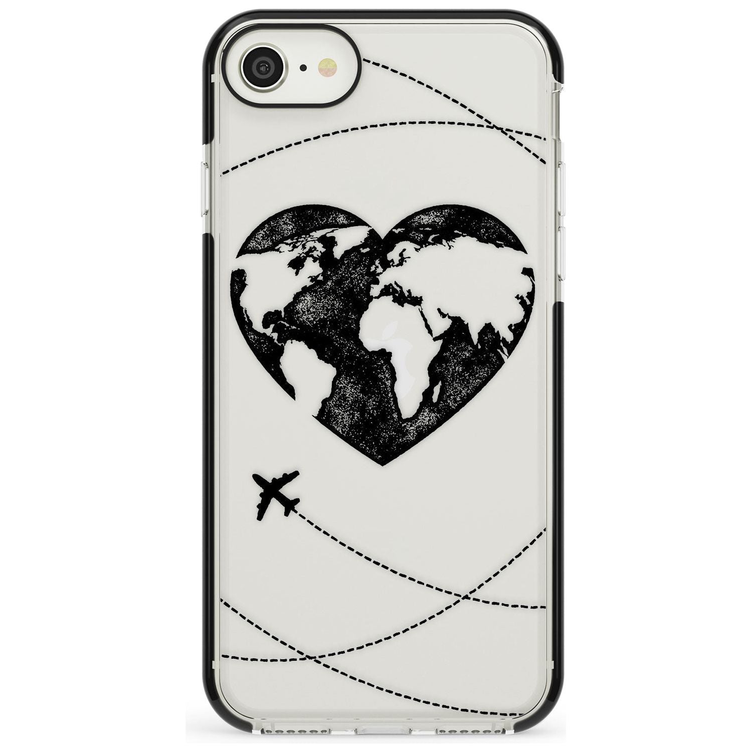 Globe Heart iPhone Case Black Impact Phone Case - Case Warehouse