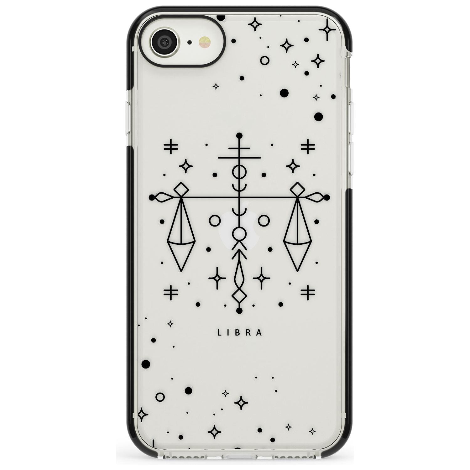 Libra Emblem - Transparent Design Black Impact Phone Case for iPhone SE 8 7 Plus