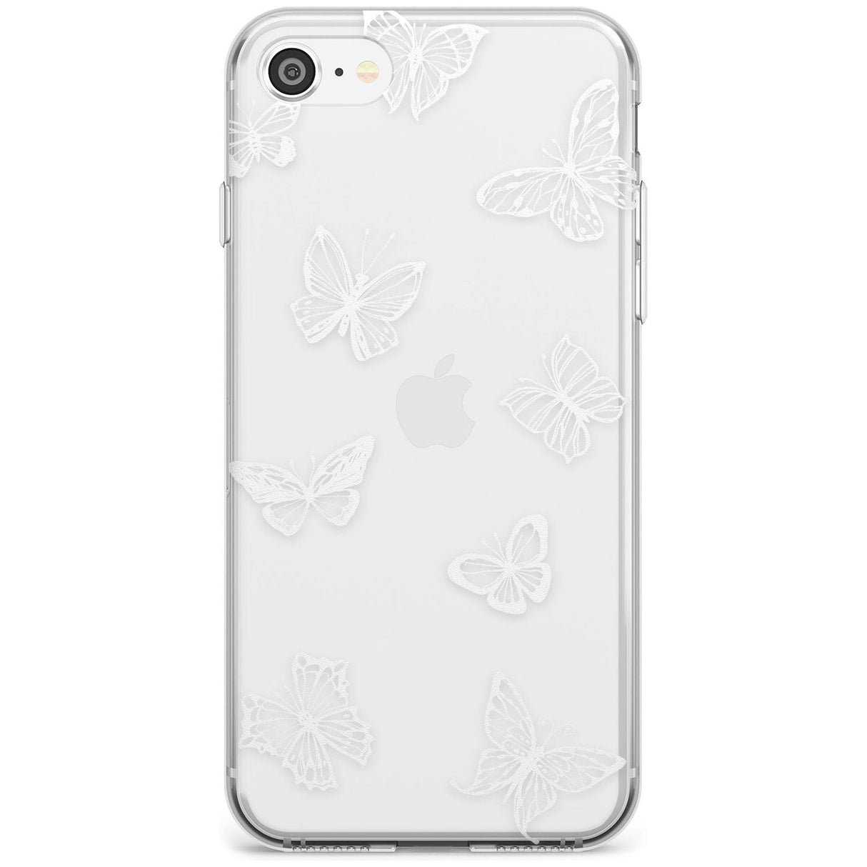 White Butterfly Line Pattern Slim TPU Phone Case for iPhone SE 8 7 Plus