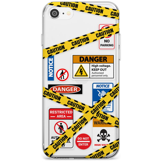 CAUTION Black Impact Phone Case for iPhone SE 8 7 Plus