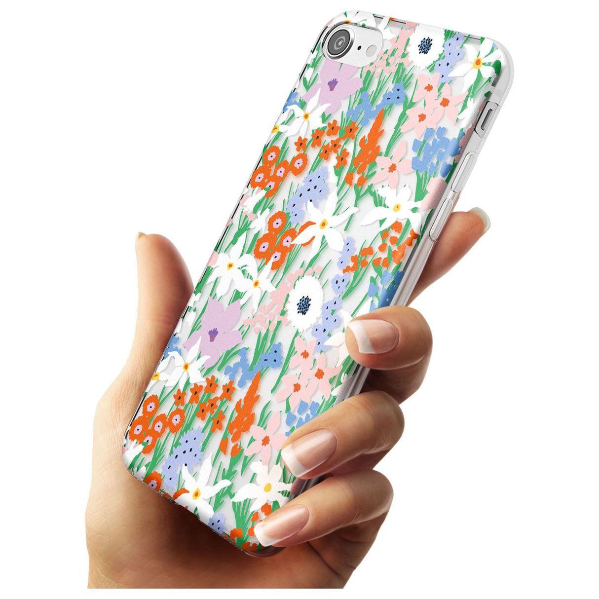 Springtime Meadow: Transparent Black Impact Phone Case for iPhone SE 8 7 Plus
