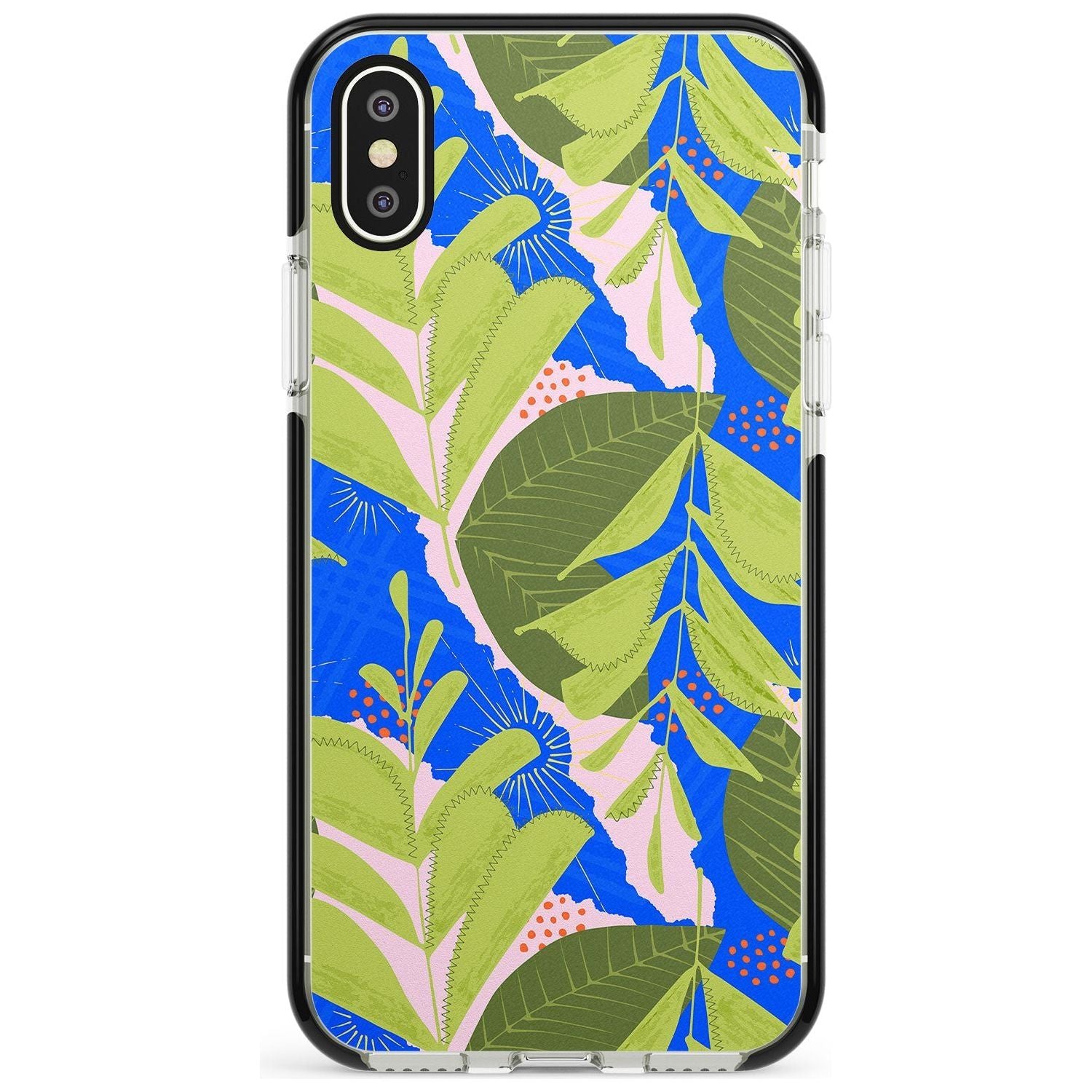 Fern Leaves Abstract Pattern iPhone Case Black Impact Phone Case - Case Warehouse