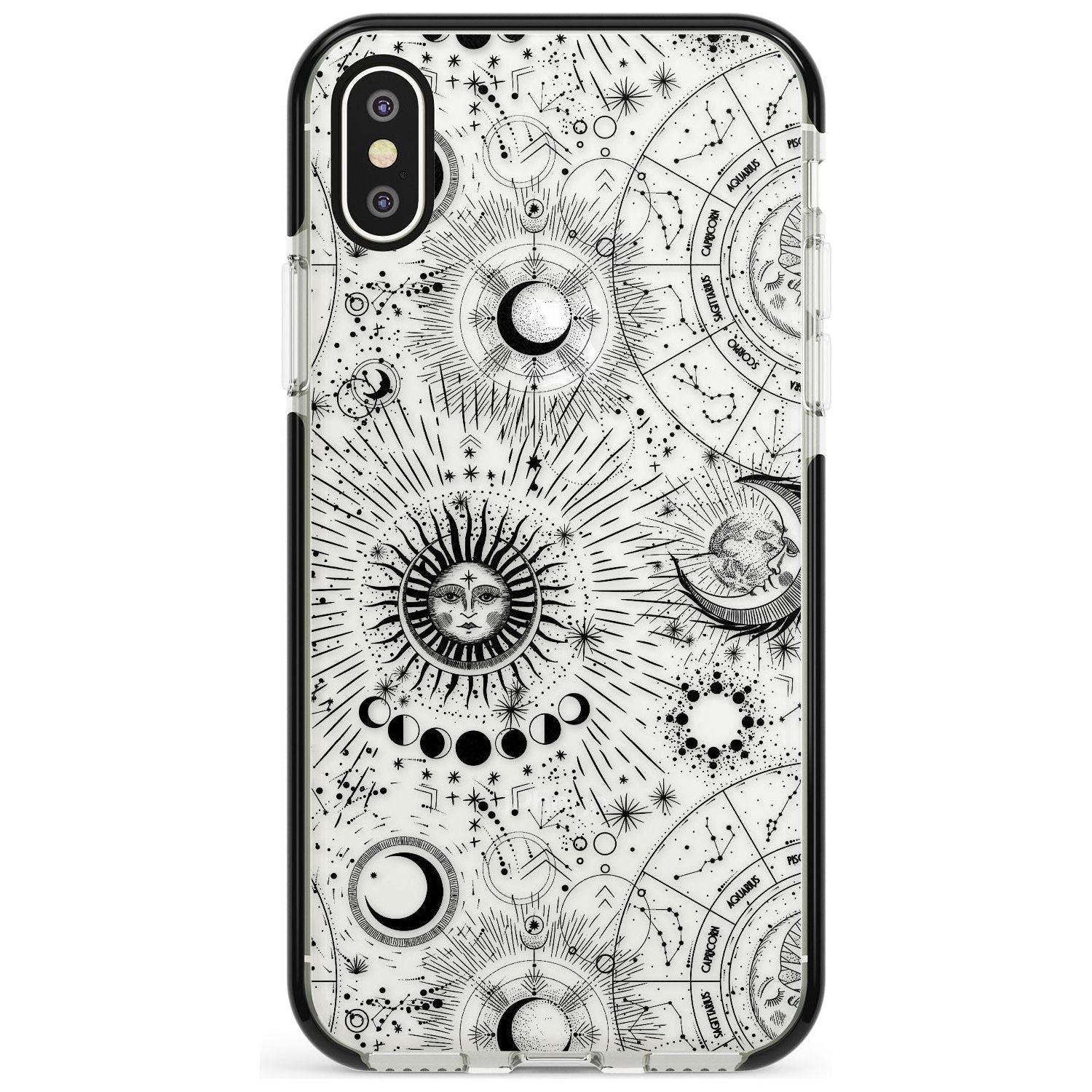 Transparent Suns & Zodiac Charts iPhone Case Black Impact Phone Case - Case Warehouse
