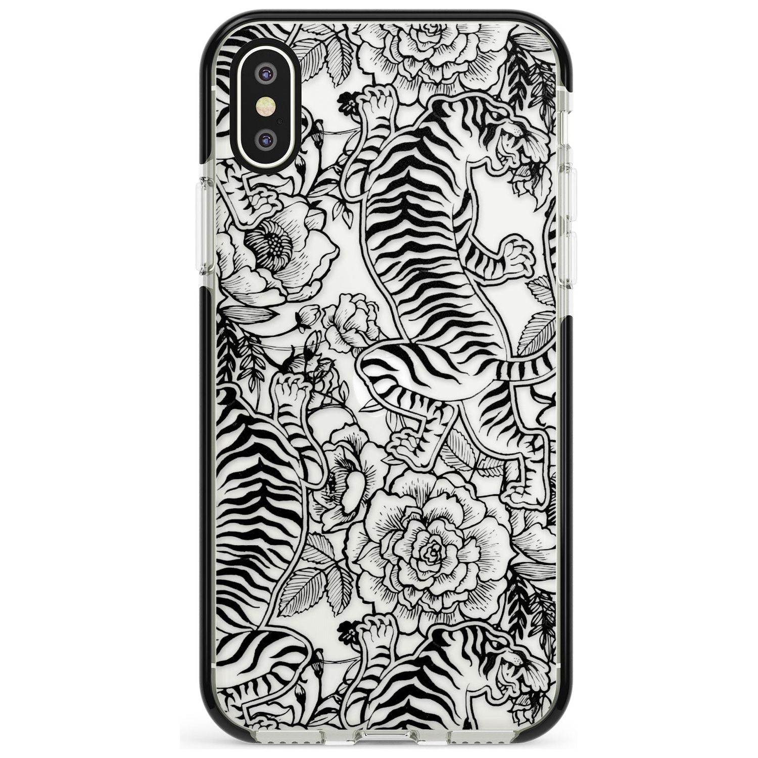 Personalised Chinese Tiger Pattern Black Impact Phone Case for iPhone X XS Max XR