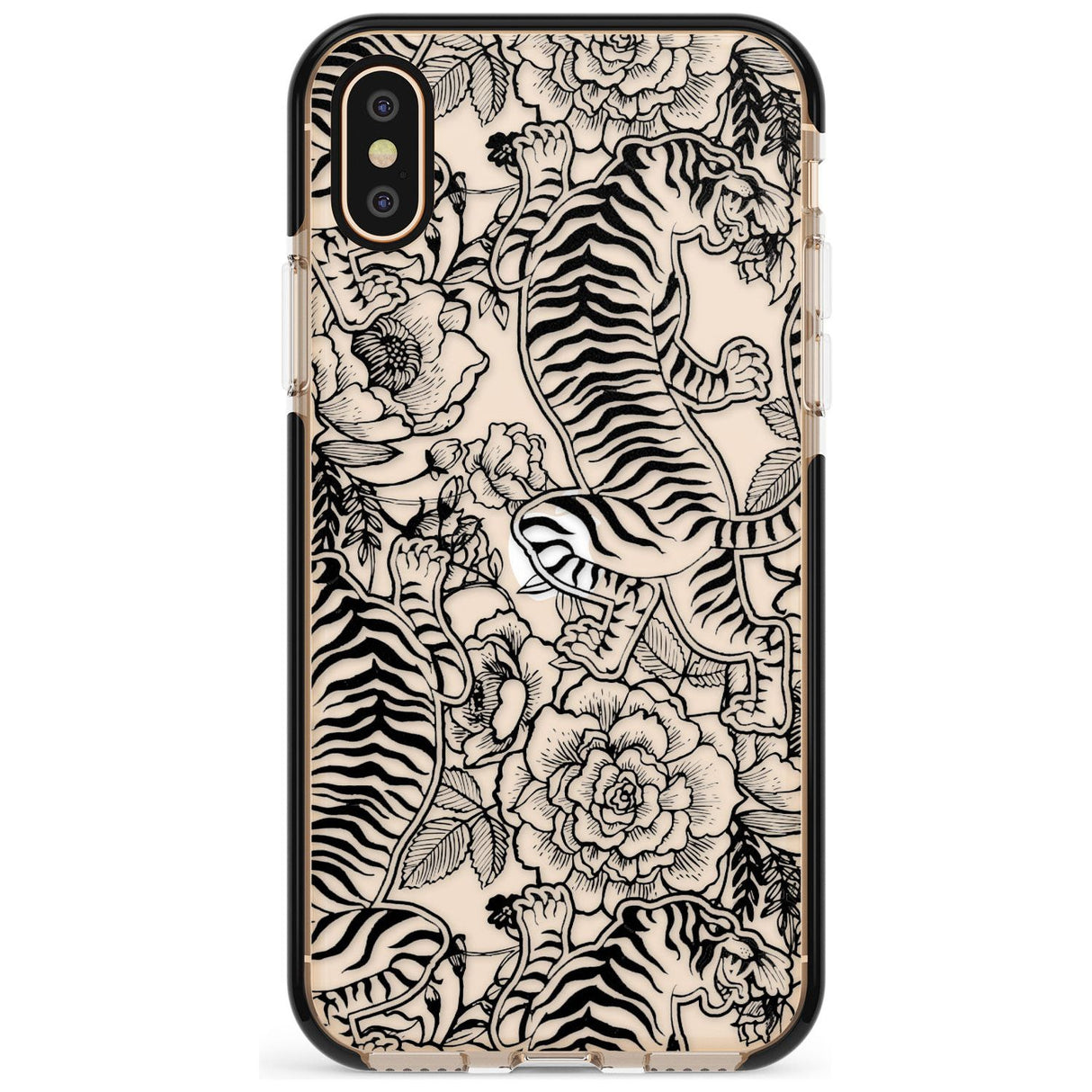 Personalised Chinese Tiger Pattern Black Impact Phone Case for iPhone X XS Max XR