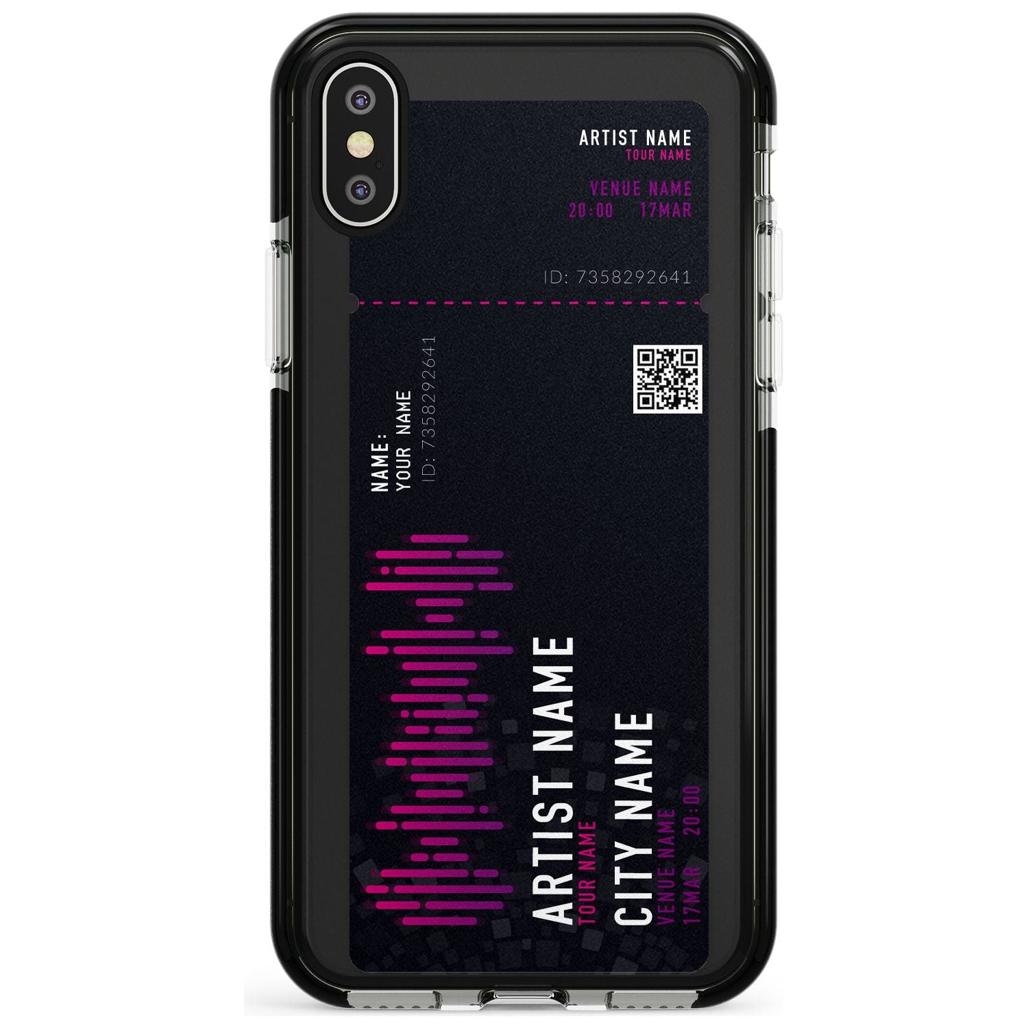 Personalised Concert Ticket Black Impact Phone Case for iPhone X XS Max XR