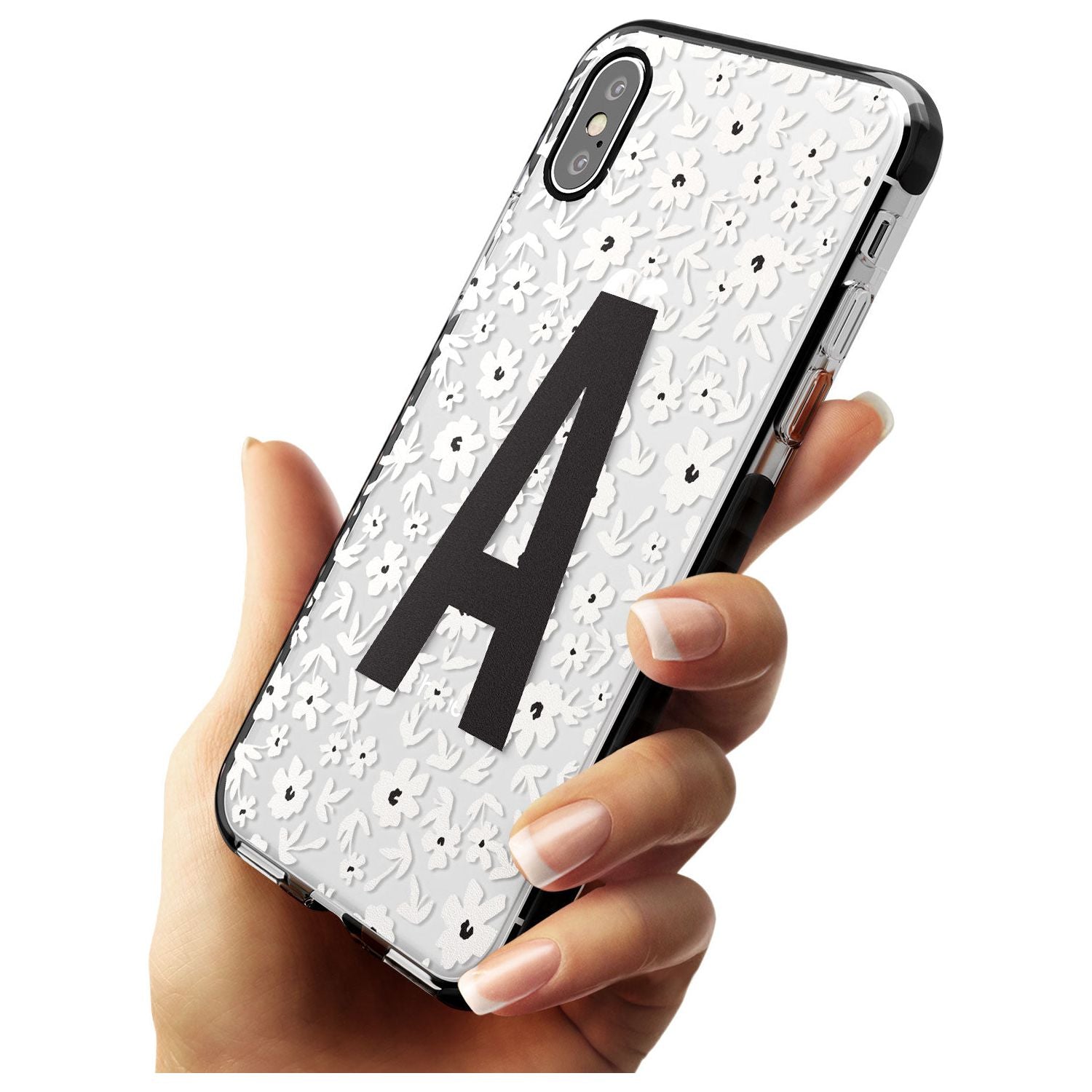 Floral Pattern Custom Black Impact Phone Case for iPhone X XS Max XR