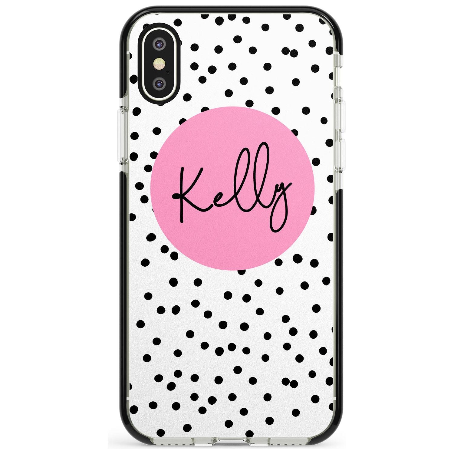 Pink Circle & Dots iPhone Case Black Impact Custom Phone Case - Case Warehouse