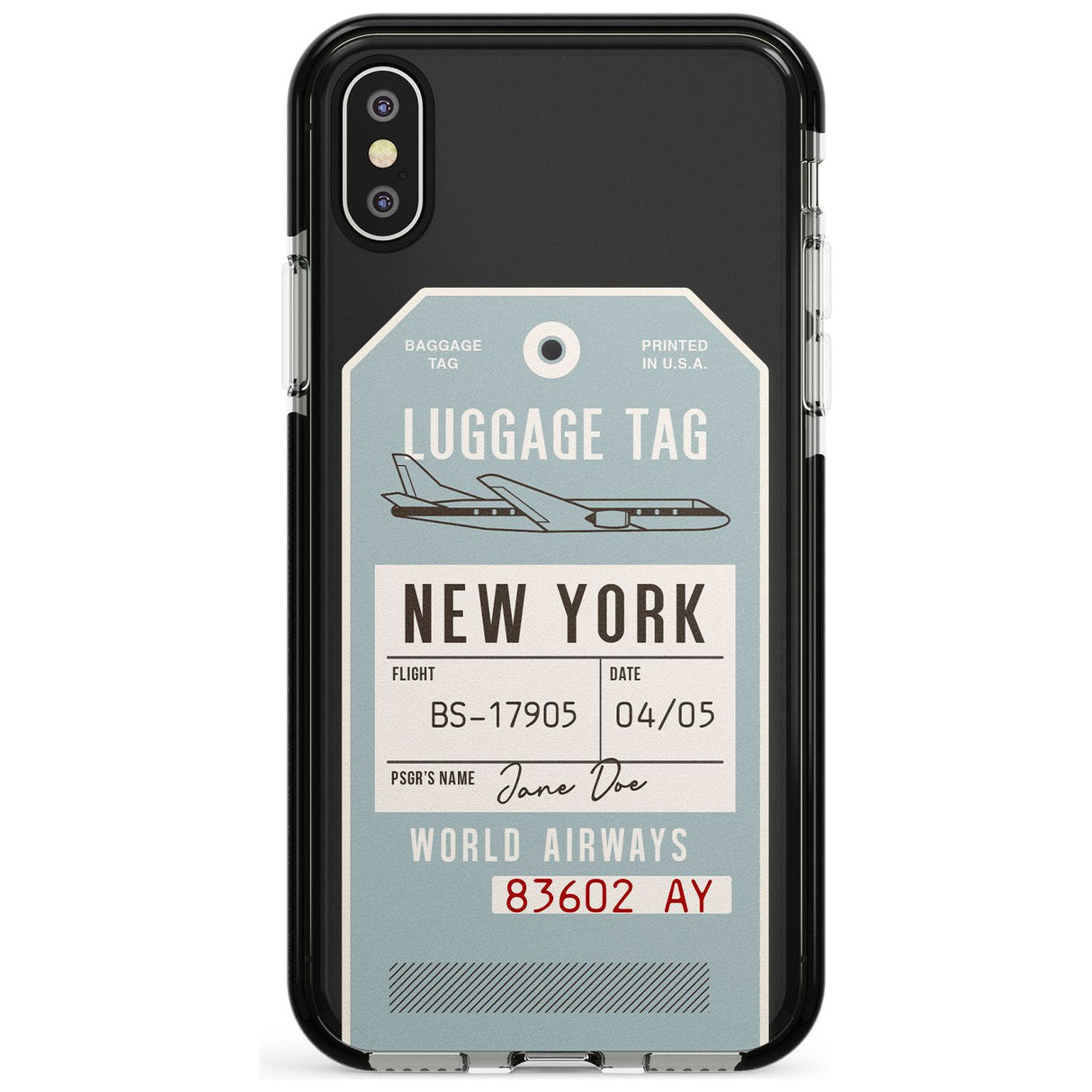 Custom Vintage USA Luggage Tag Pink Fade Impact Phone Case for iPhone X XS Max XR