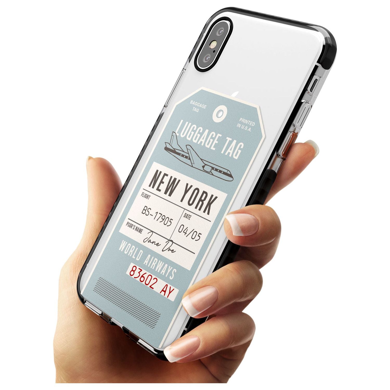 Custom Vintage USA Luggage Tag Pink Fade Impact Phone Case for iPhone X XS Max XR