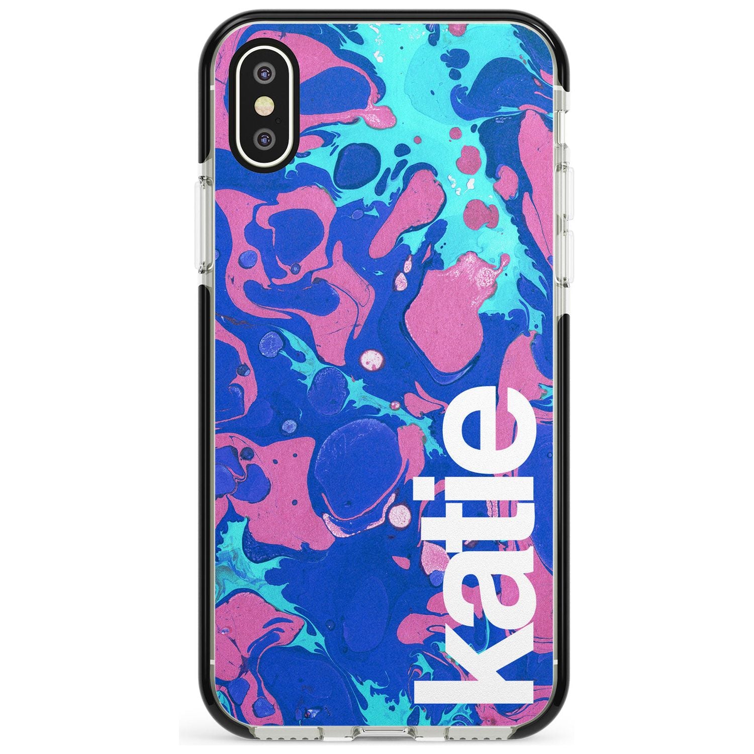 Navy, Turquoise + Purple - Marbled iPhone Case Black Impact Custom Phone Case - Case Warehouse