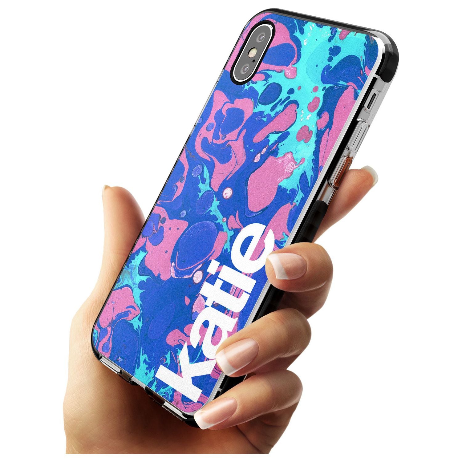 Navy, Turquoise + Purple - Marbled iPhone Case Custom Phone Case - Case Warehouse