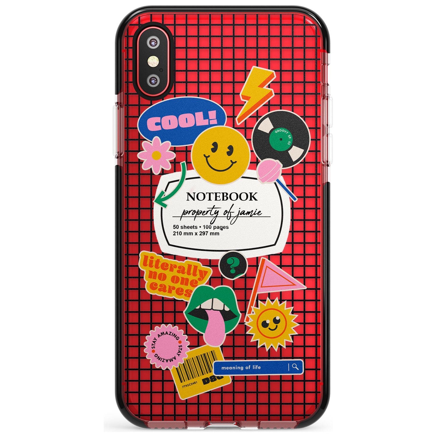 Custom Sticker Mix on Grid Pink Fade Impact Phone Case for iPhone X XS Max XR