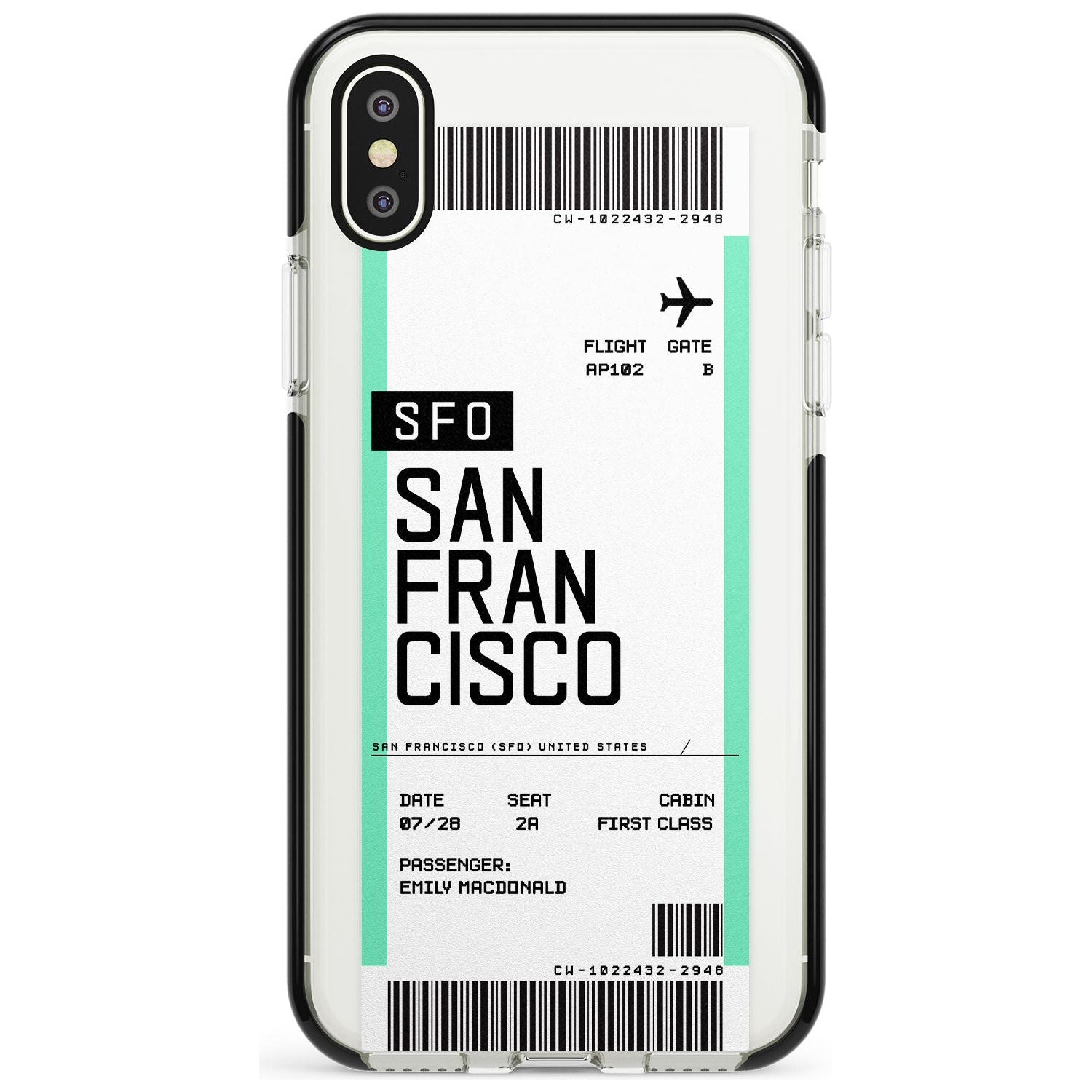 San Francisco Boarding Pass iPhone Case Black Impact Custom Phone Case - Case Warehouse
