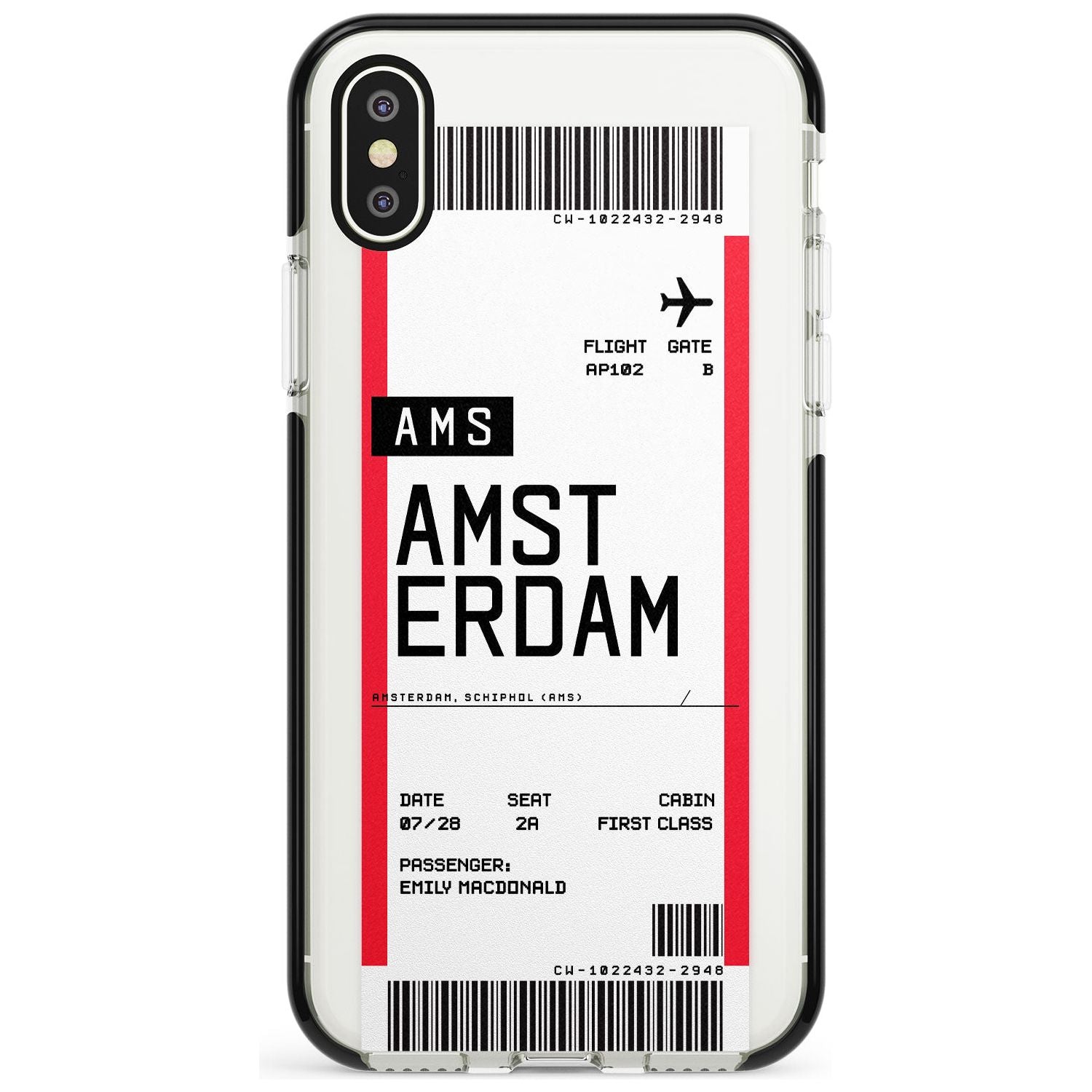 Amsterdam Boarding Pass iPhone Case Black Impact Custom Phone Case - Case Warehouse