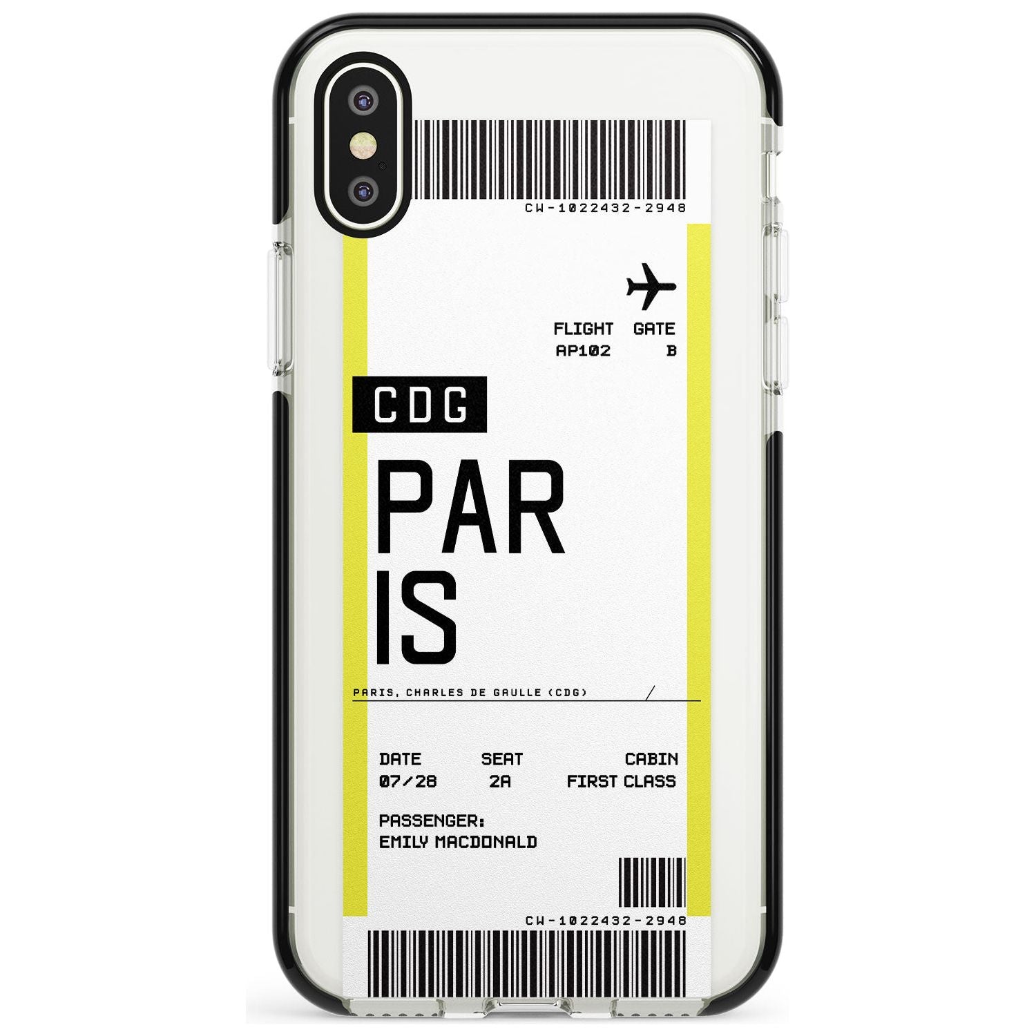 Paris Boarding Pass iPhone Case Black Impact Custom Phone Case - Case Warehouse