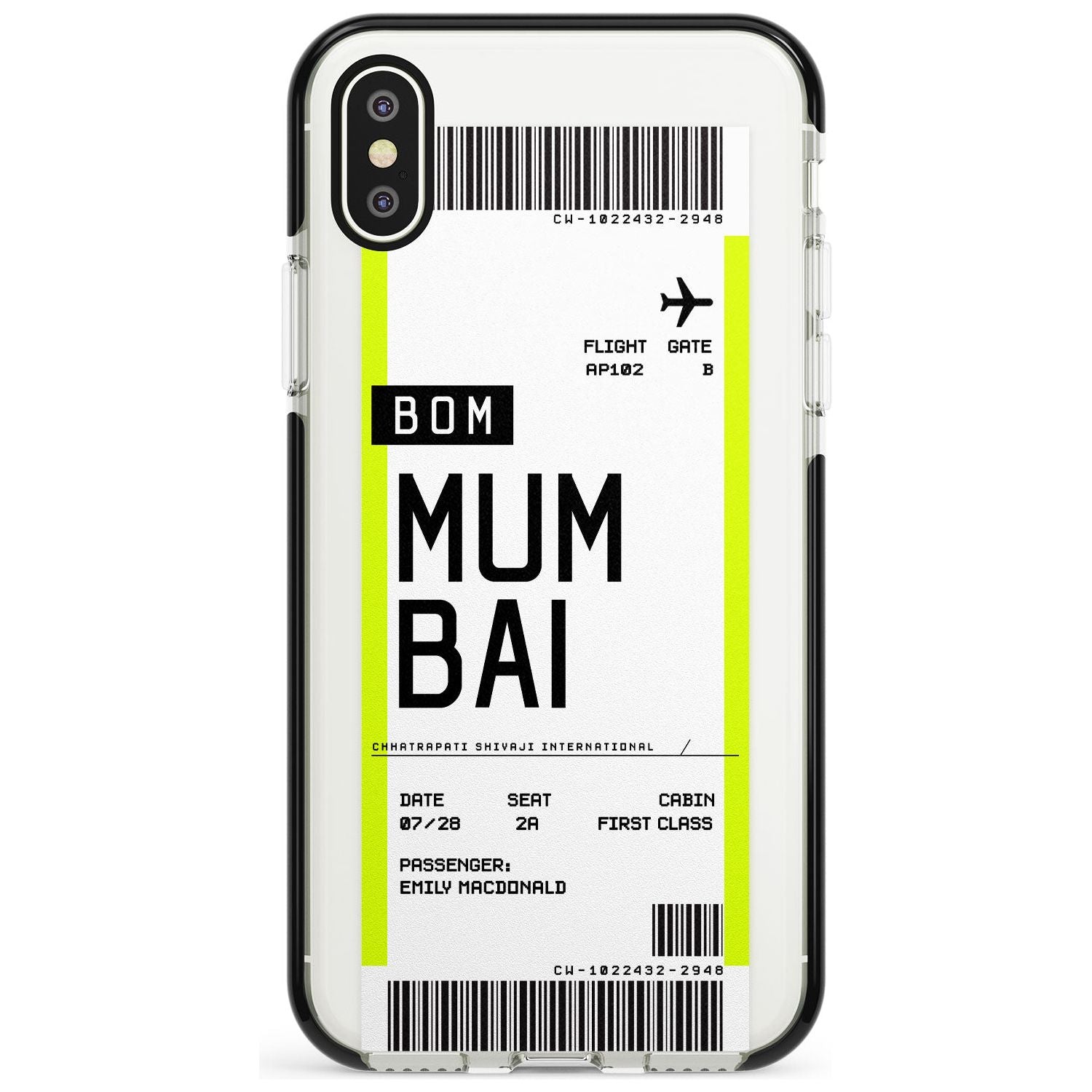 Mumbai Boarding Pass iPhone Case Black Impact Custom Phone Case - Case Warehouse