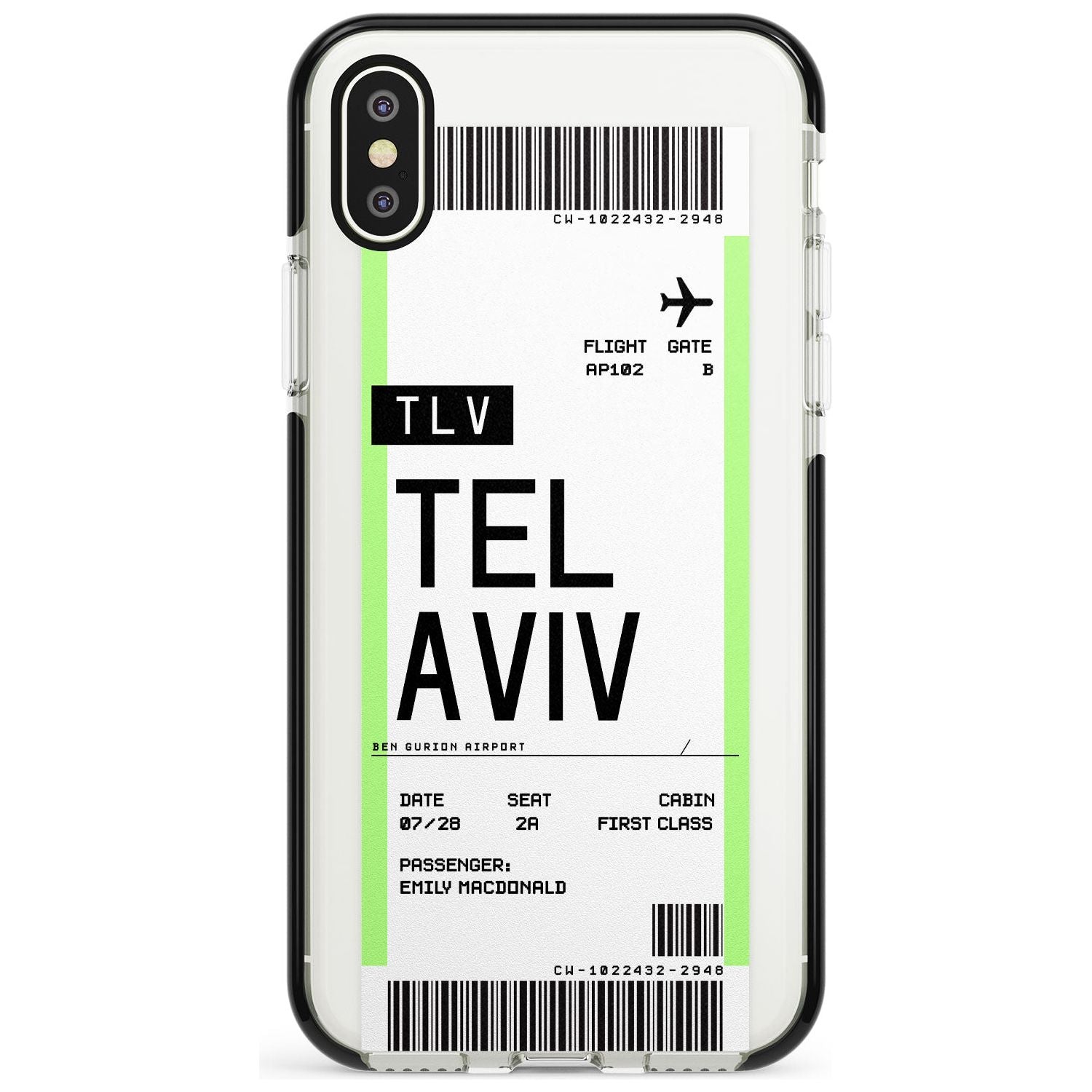 Tel Aviv Boarding Pass iPhone Case Black Impact Custom Phone Case - Case Warehouse