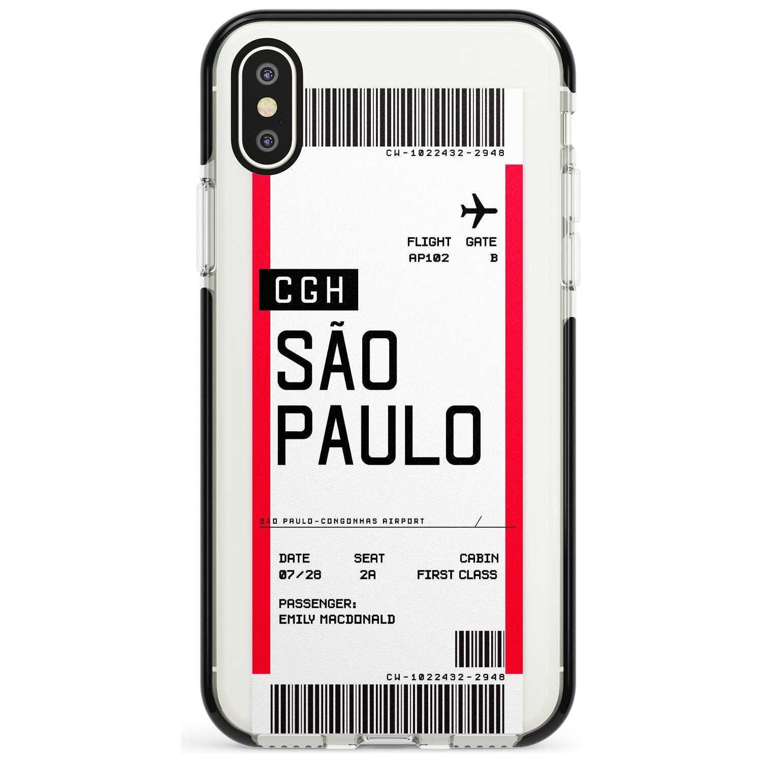 São Paulo Boarding Pass iPhone Case Black Impact Custom Phone Case - Case Warehouse