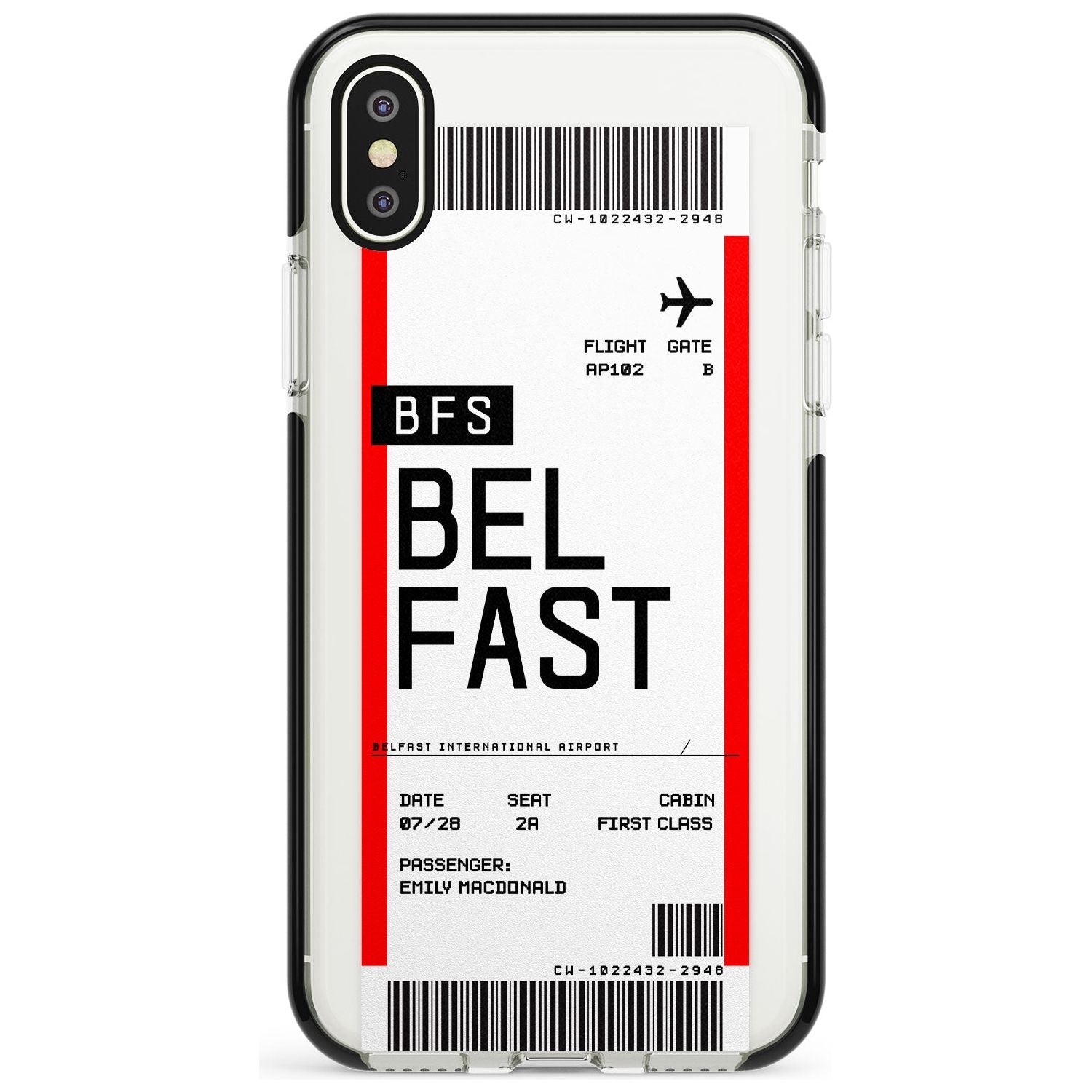 Belfast Boarding Pass Black Impact Custom Phone Case - Case Warehouse
